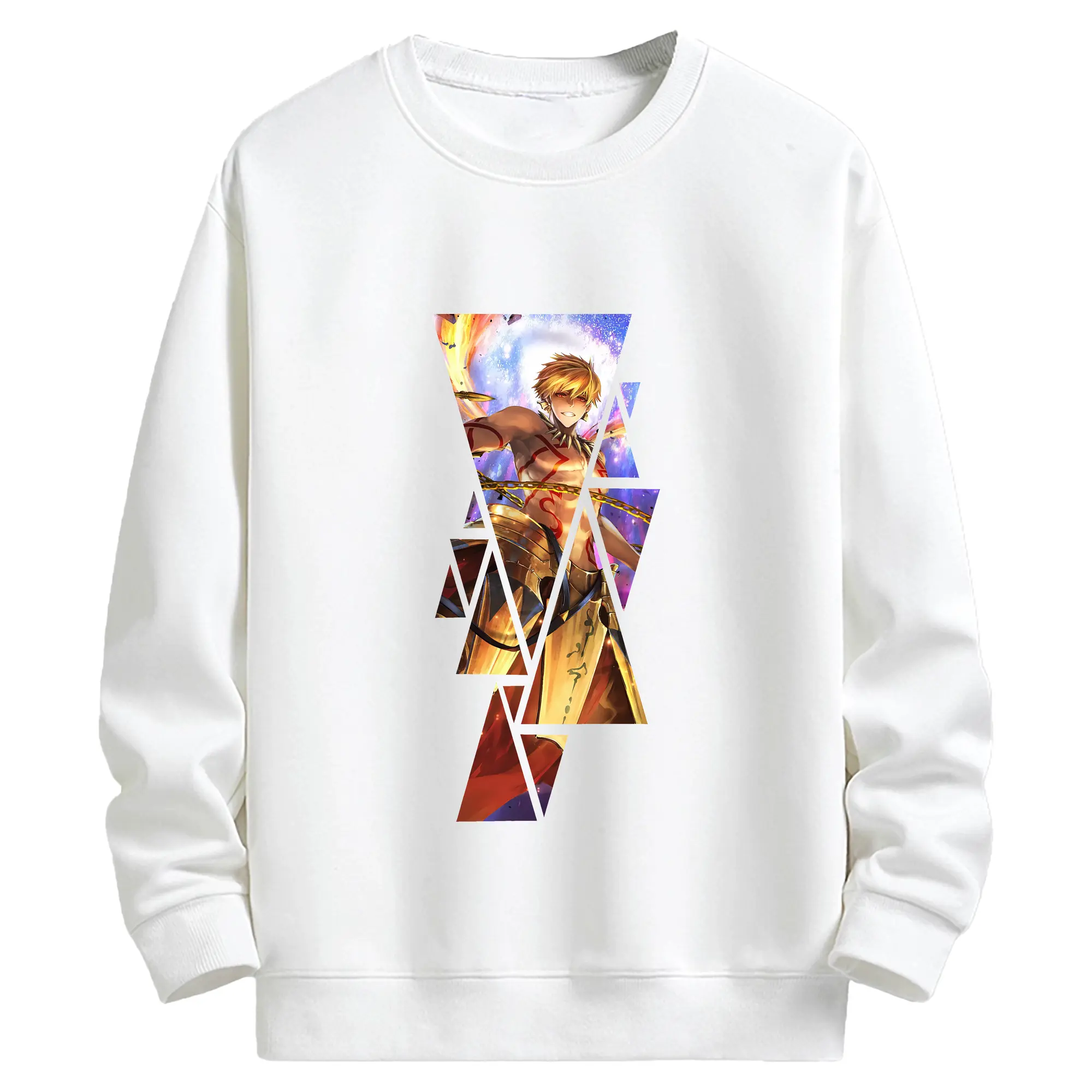 FGO グッズ,ギルガメッシュ - キッズ クルーネックスウェットシャツ ・ フロントプリント ・ 綿80％ ポリエステル20％ ・ 快適 通学 スポーツ 日常使い お散歩用