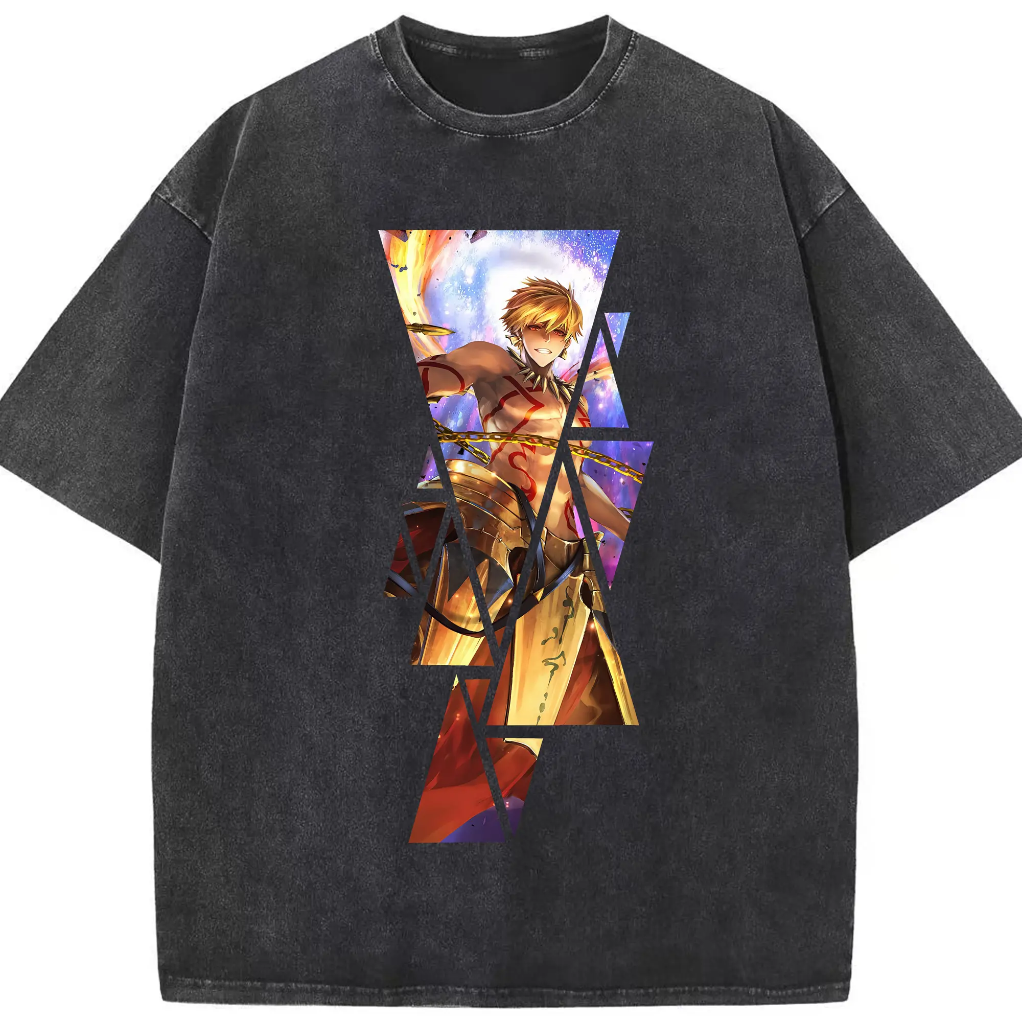 FGO グッズ,ギルガメッシュ - 綿100％ ヴィンテージ風 半袖Tシャツ ・ フロントプリント ・ 柔らか肌触り ・ 通気性 快適 ・ スポーツ カジュアル 外出用