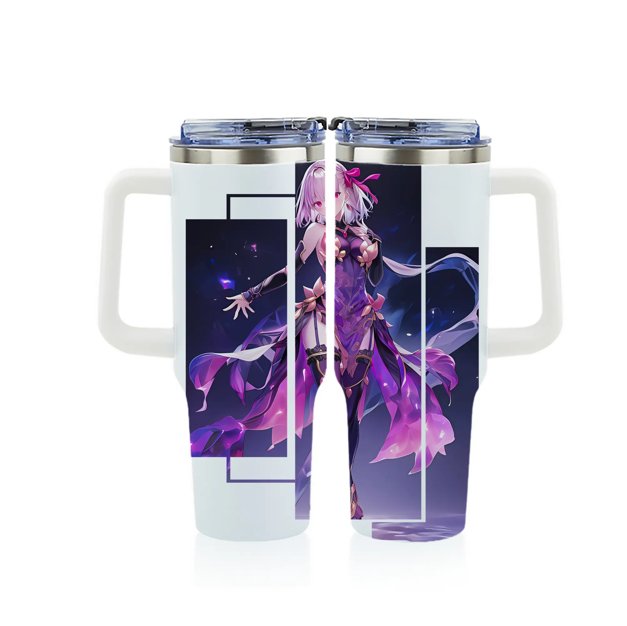 FGO グッズ,カーマ - 1200mL フルプリント車用タンブラー ・ 304ステンレス 内側 ・ 201ステンレス 外側 ・ 保温 保冷 ・ 通勤 ドライブ アウトドア用