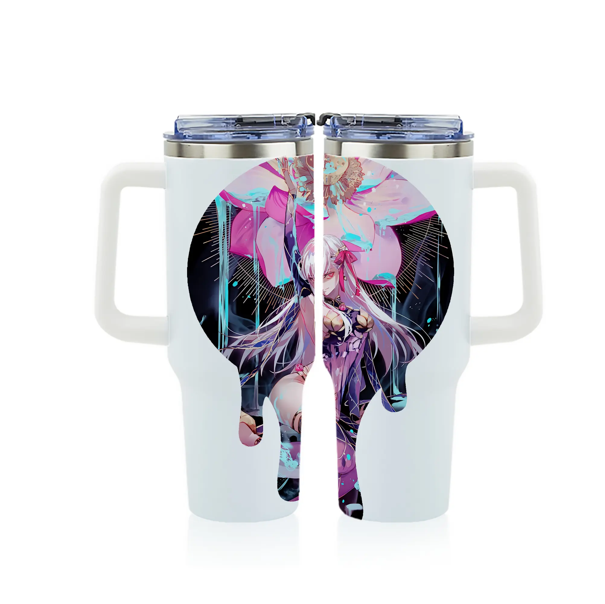 FGO グッズ,カーマ - 1200mL フルプリント車用タンブラー ・ 304ステンレス 内側 ・ 201ステンレス 外側 ・ 保温 保冷 ・ 通勤 ドライブ アウトドア用