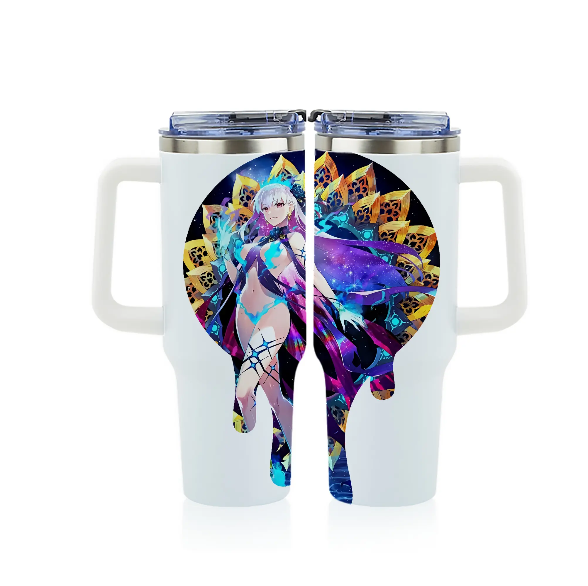 FGO グッズ,カーマ - 1200mL フルプリント車用タンブラー ・ 304ステンレス 内側 ・ 201ステンレス 外側 ・ 保温 保冷 ・ 通勤 ドライブ アウトドア用