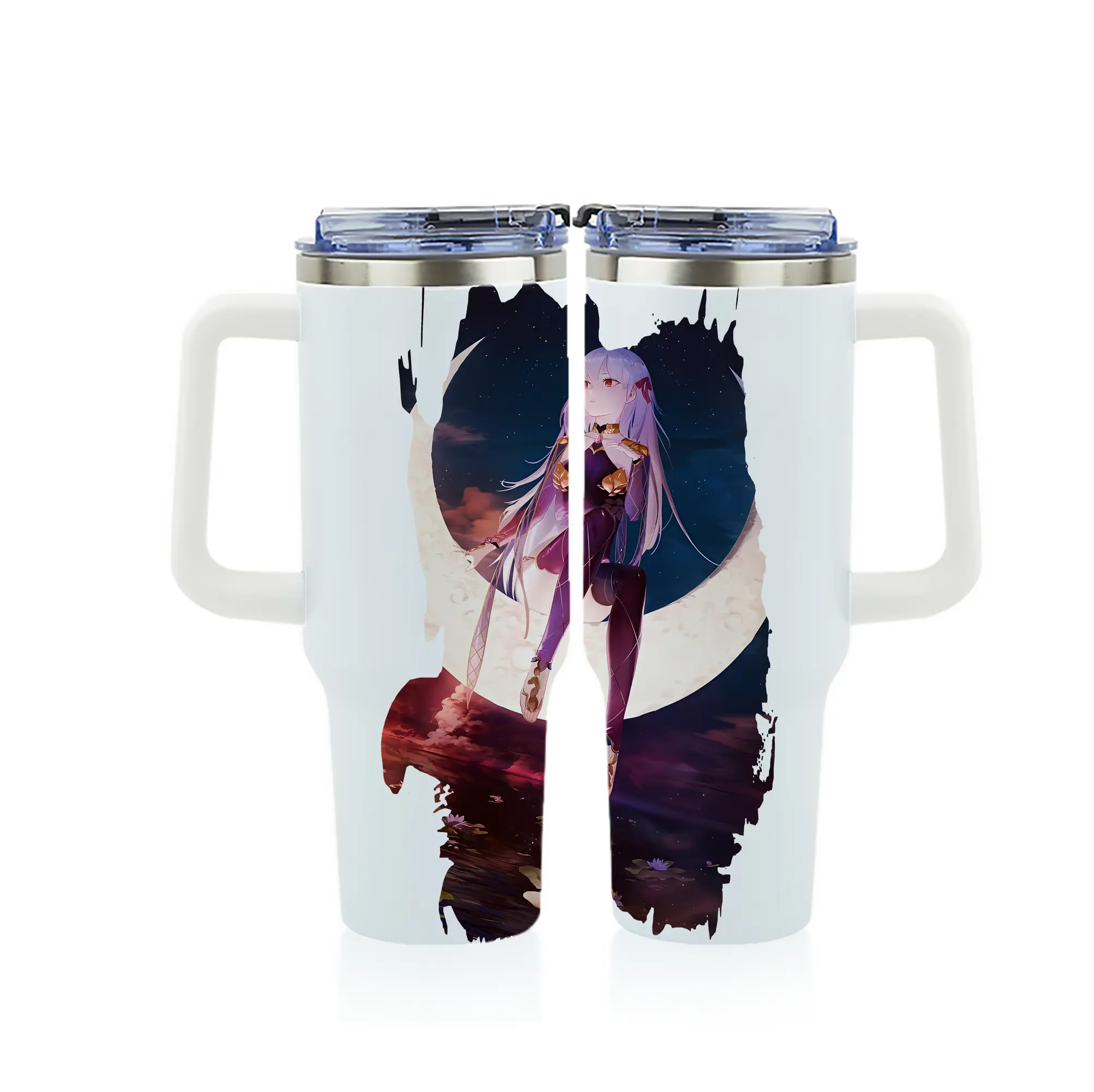 FGO グッズ,カーマ - 1200mL フルプリント車用タンブラー ・ 304ステンレス 内側 ・ 201ステンレス 外側 ・ 保温 保冷 ・ 通勤 ドライブ アウトドア用