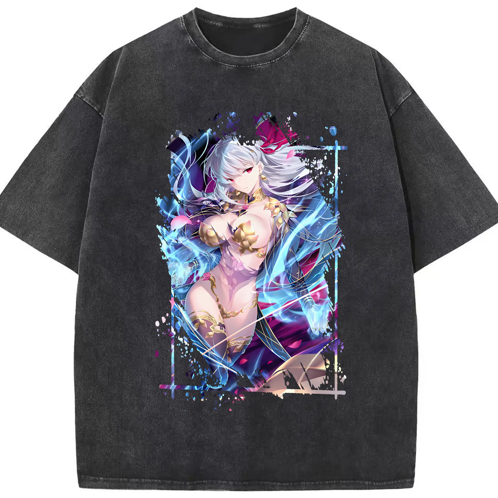 FGO グッズ,カーマ - 綿100％ ヴィンテージ風 半袖Tシャツ ・ フロントプリント ・ 柔らか肌触り ・ 通気性 快適 ・ スポーツ カジュアル 外出用