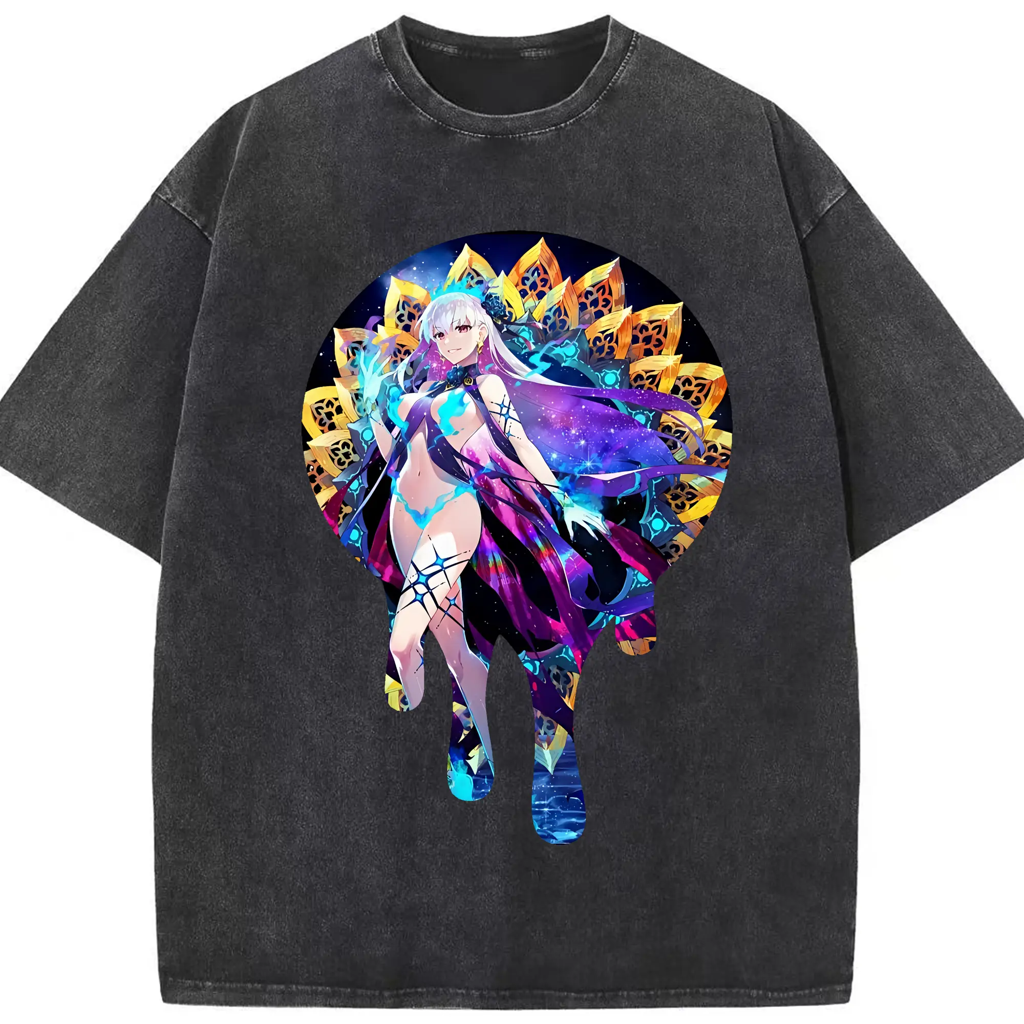FGO グッズ,カーマ - 綿100％ ヴィンテージ風 半袖Tシャツ ・ フロントプリント ・ 柔らか肌触り ・ 通気性 快適 ・ スポーツ カジュアル 外出用