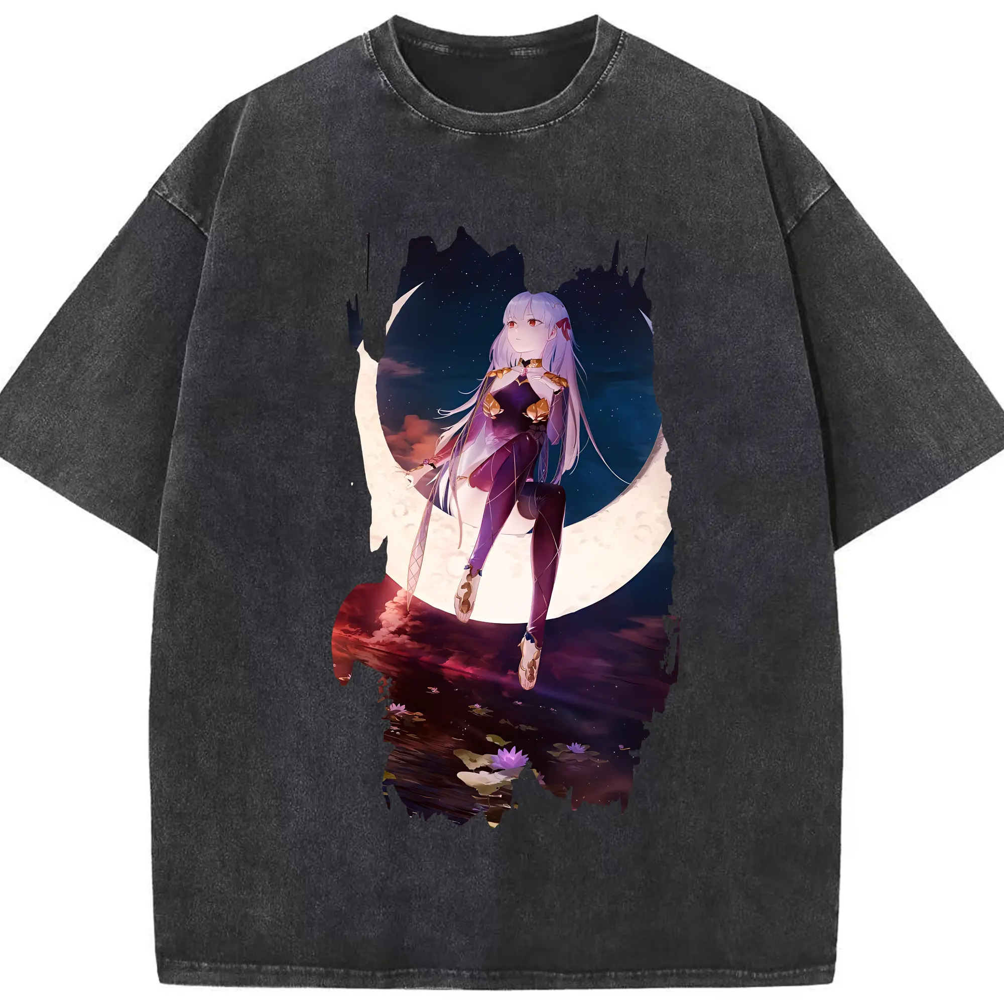 FGO グッズ,カーマ - 綿100％ ヴィンテージ風 半袖Tシャツ ・ フロントプリント ・ 柔らか肌触り ・ 通気性 快適 ・ スポーツ カジュアル 外出用