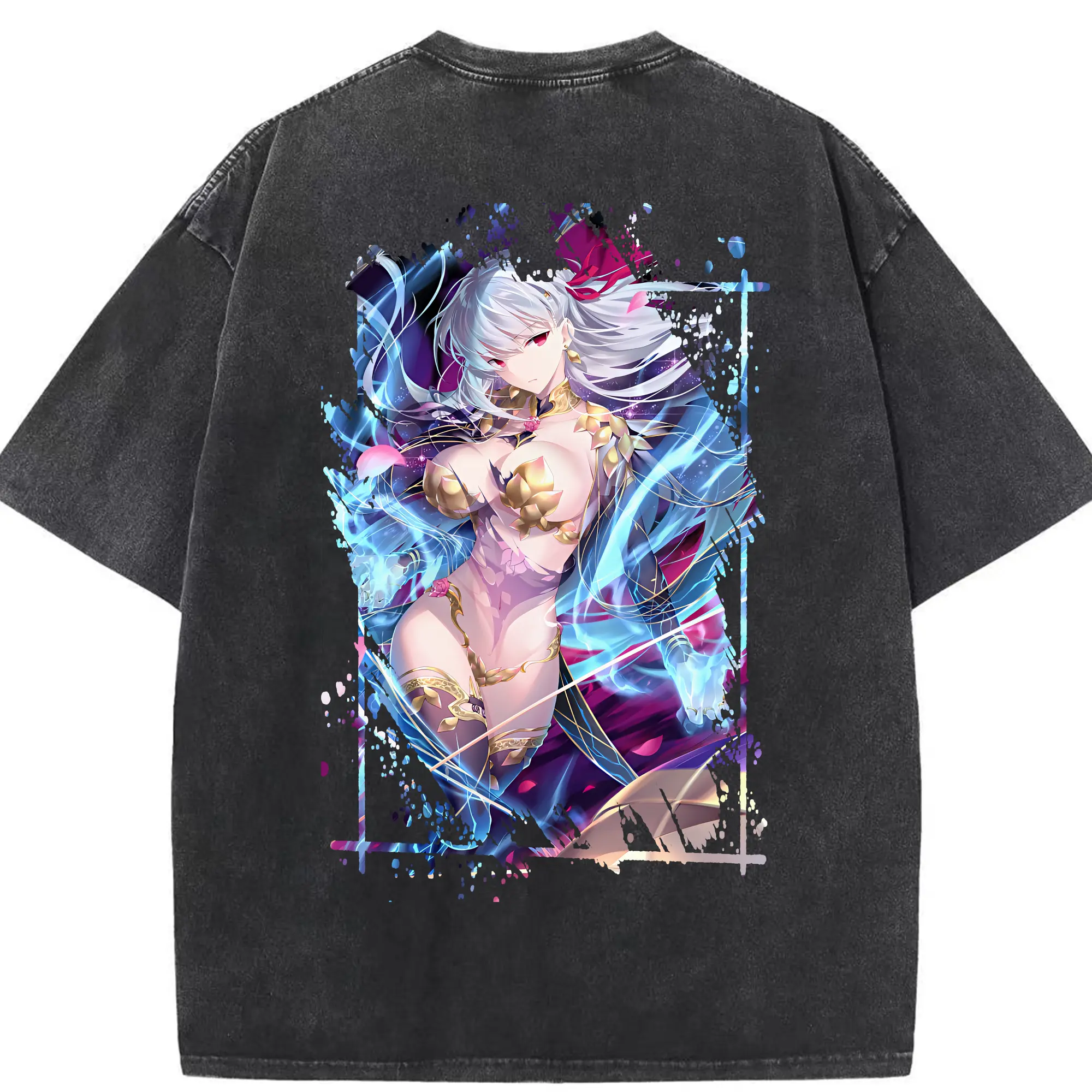 FGO グッズ,カーマ - 綿100％ ヴィンテージ風 半袖Tシャツ ・ 背面プリント ・ 柔らか肌触り ・ 通気性 快適 ・ スポーツ カジュアル 外出用