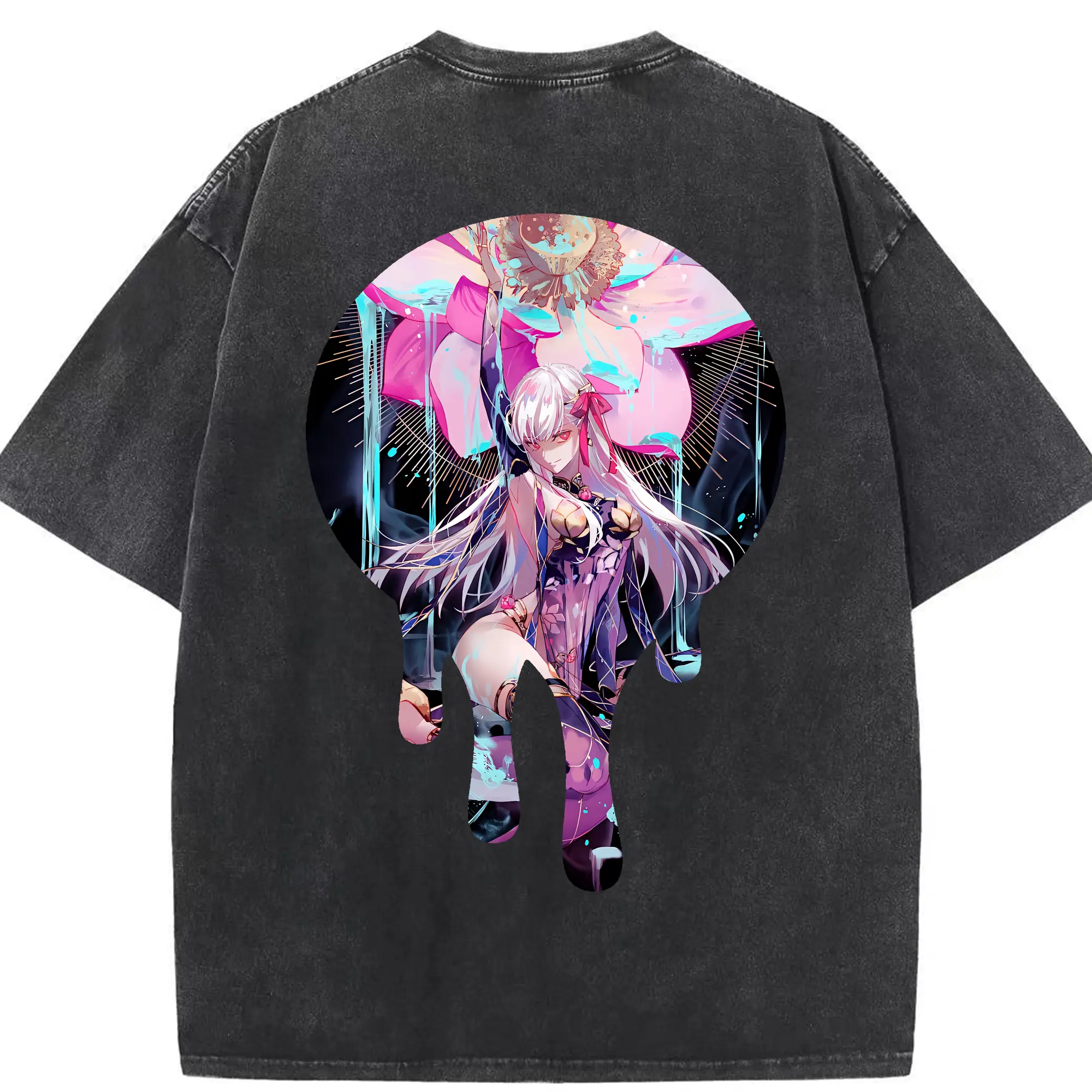 FGO グッズ,カーマ - 綿100％ ヴィンテージ風 半袖Tシャツ ・ 背面プリント ・ 柔らか肌触り ・ 通気性 快適 ・ スポーツ カジュアル 外出用