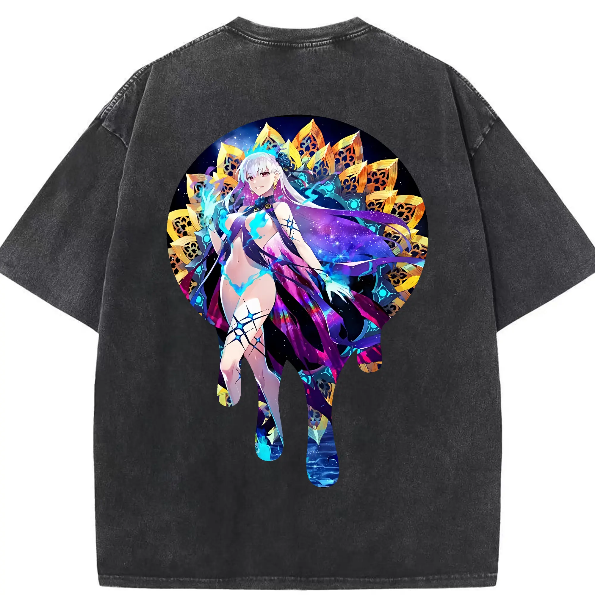 FGO グッズ,カーマ - 綿100％ ヴィンテージ風 半袖Tシャツ ・ 背面プリント ・ 柔らか肌触り ・ 通気性 快適 ・ スポーツ カジュアル 外出用