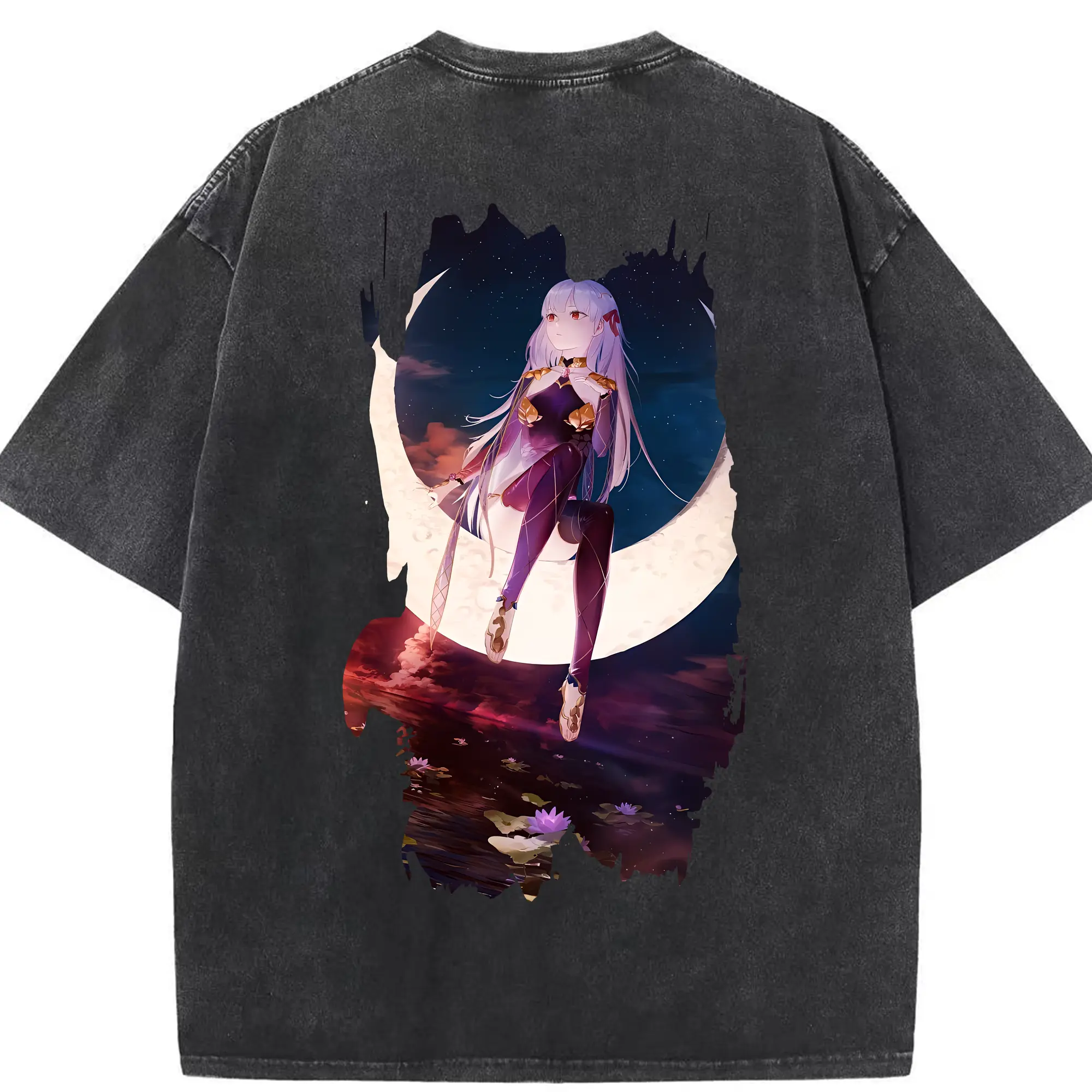 FGO グッズ,カーマ - 綿100％ ヴィンテージ風 半袖Tシャツ ・ 背面プリント ・ 柔らか肌触り ・ 通気性 快適 ・ スポーツ カジュアル 外出用