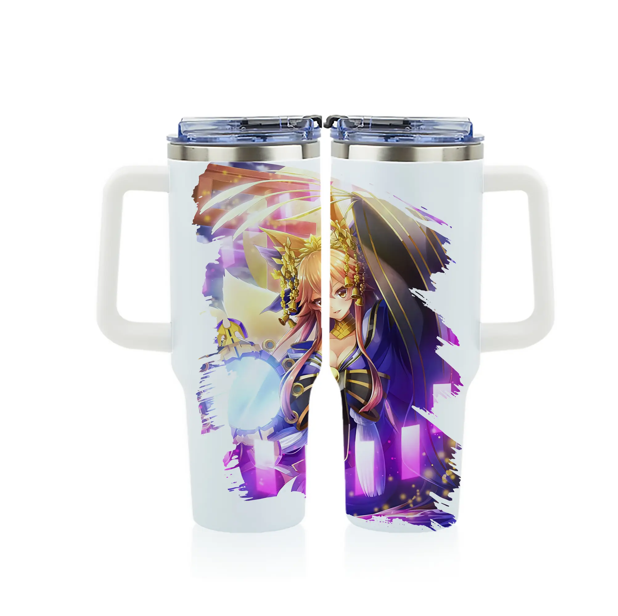 FGO グッズ,玉藻の前 - 1200mL フルプリント車用タンブラー ・ 304ステンレス 内側 ・ 201ステンレス 外側 ・ 保温 保冷 ・ 通勤 ドライブ アウトドア用