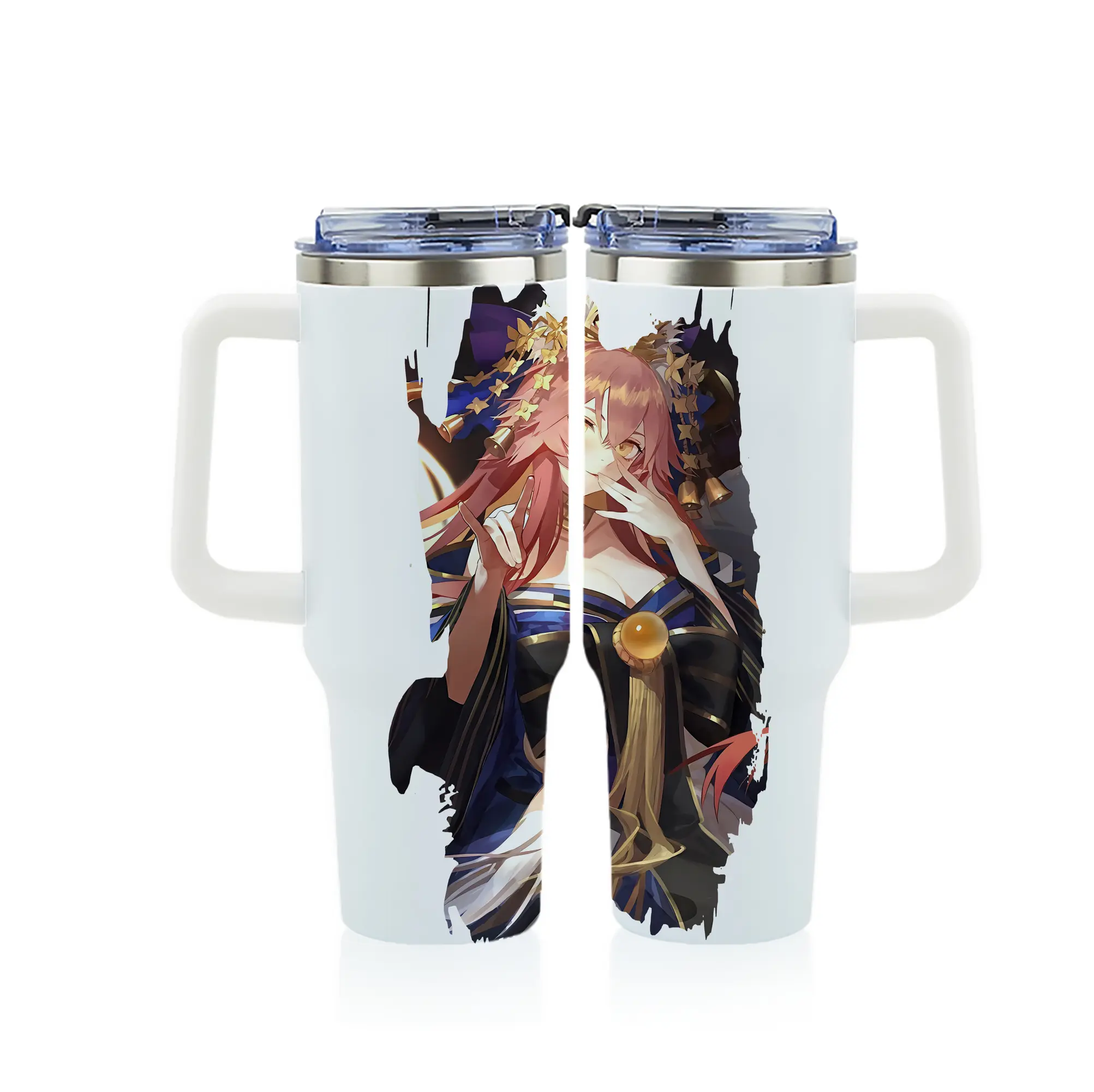 FGO グッズ,玉藻の前 - 1200mL フルプリント車用タンブラー ・ 304ステンレス 内側 ・ 201ステンレス 外側 ・ 保温 保冷 ・ 通勤 ドライブ アウトドア用