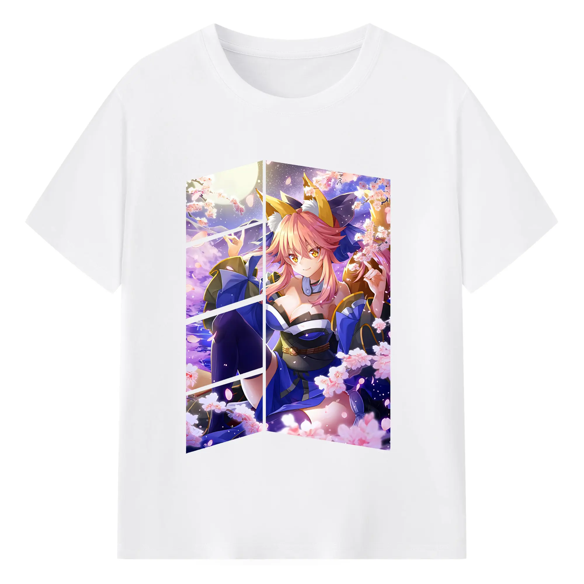 FGO グッズ,玉藻の前 - 綿100％ 半袖Tシャツ ・ フロントプリント ・ 快適 通気性 ・ 日常使い 散歩 スポーツ用