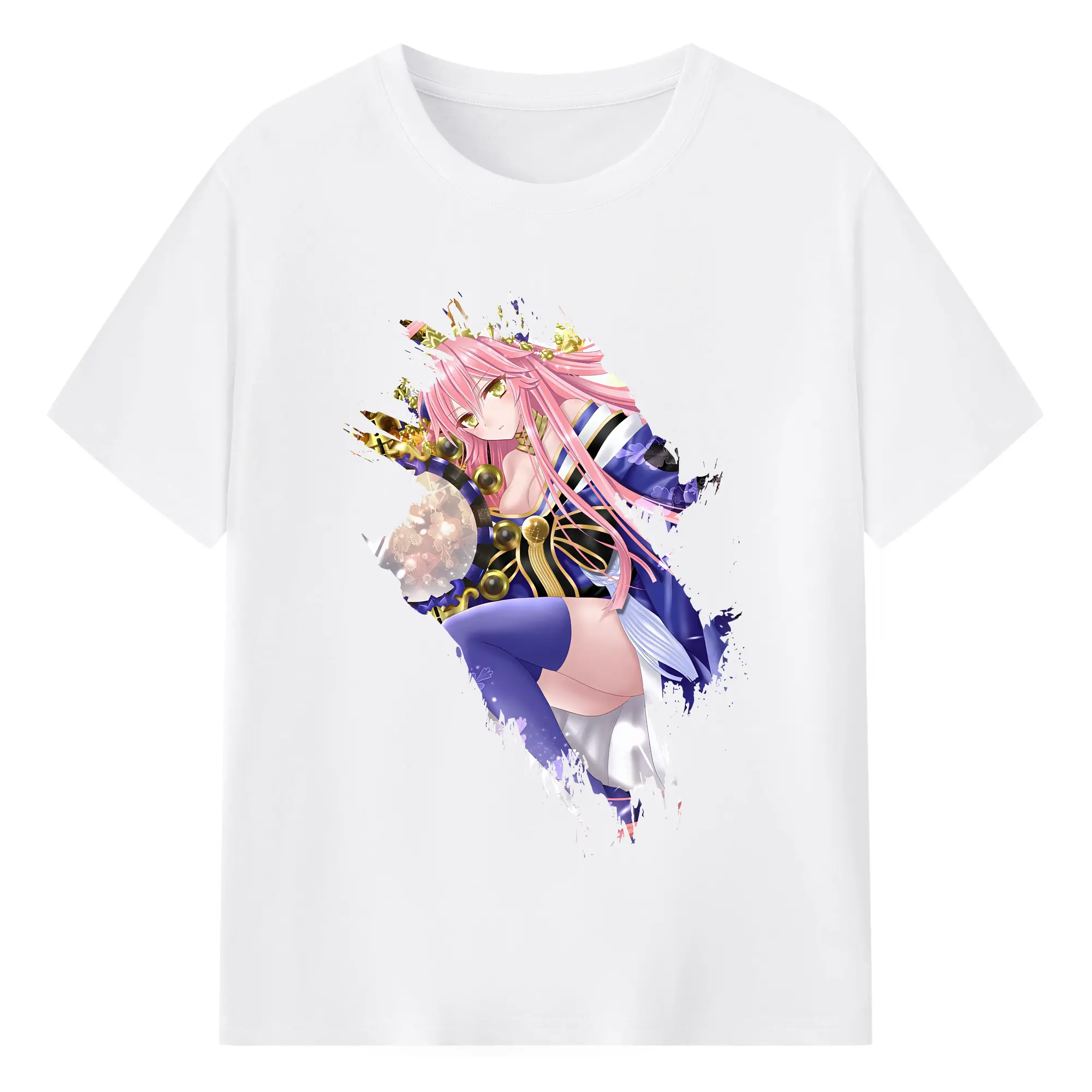 FGO グッズ,玉藻の前 - 綿100％ 半袖Tシャツ ・ フロントプリント ・ 快適 通気性 ・ 日常使い 散歩 スポーツ用