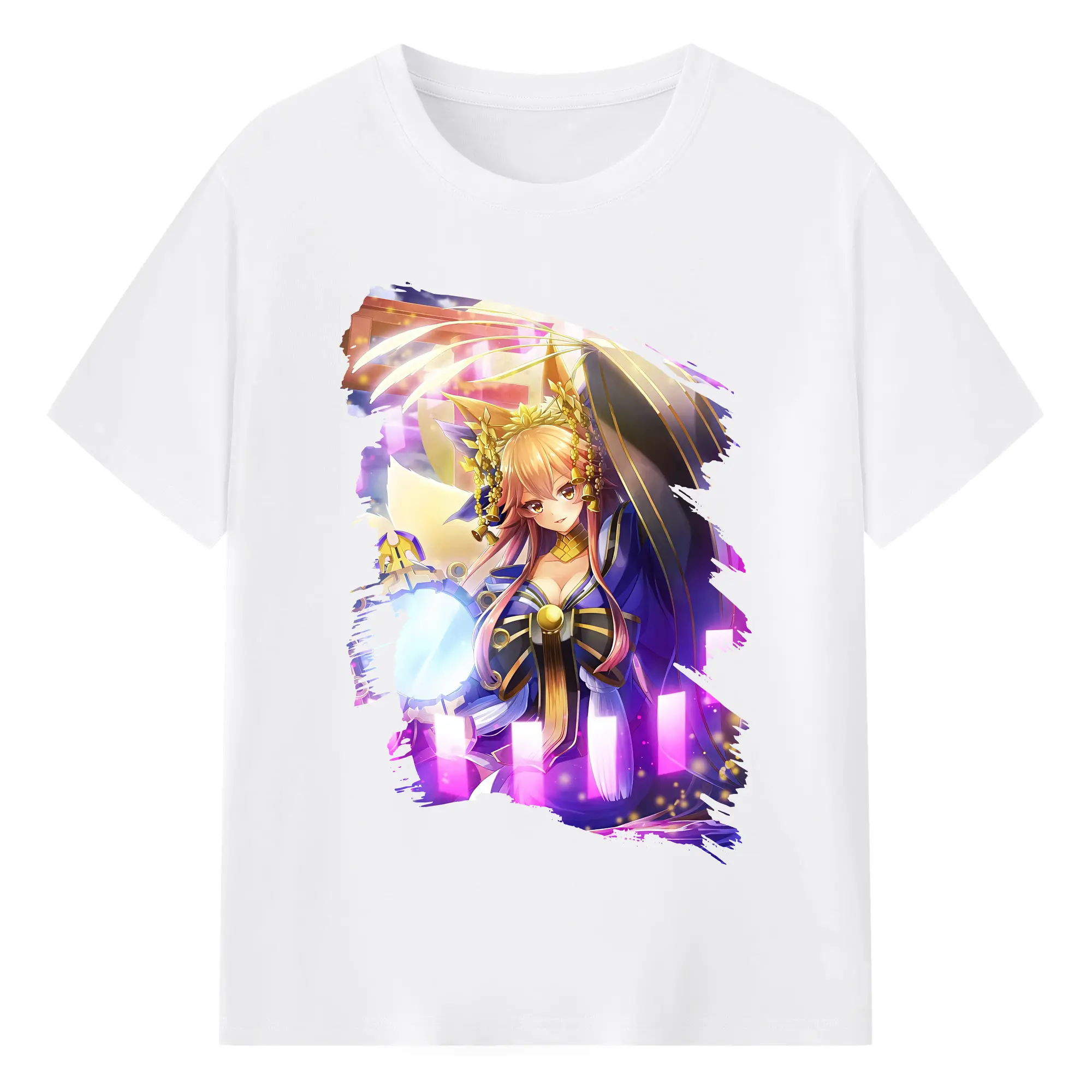 FGO グッズ,玉藻の前 - 綿100％ 半袖Tシャツ ・ フロントプリント ・ 快適 通気性 ・ 日常使い 散歩 スポーツ用
