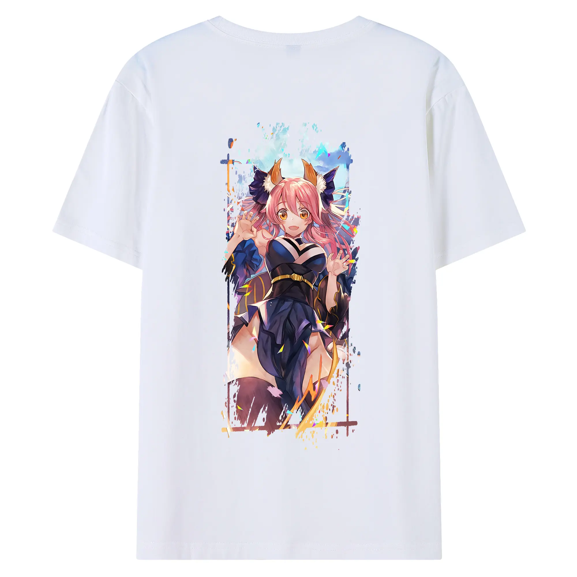 FGO グッズ,玉藻の前 - 綿100％ 半袖Tシャツ ・ バックプリント ・ 快適 通気性 ・ 日常使い 散歩 スポーツ用