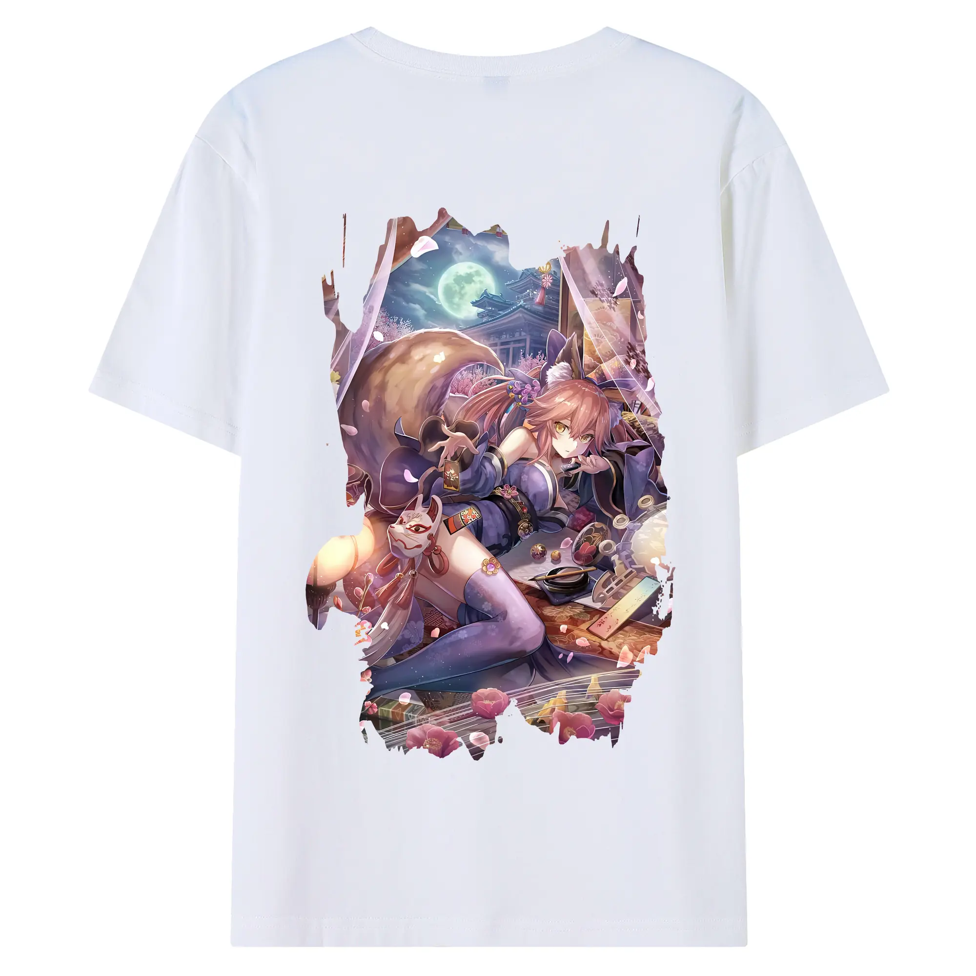 FGO グッズ,玉藻の前 - 綿100％ 半袖Tシャツ ・ バックプリント ・ 快適 通気性 ・ 日常使い 散歩 スポーツ用