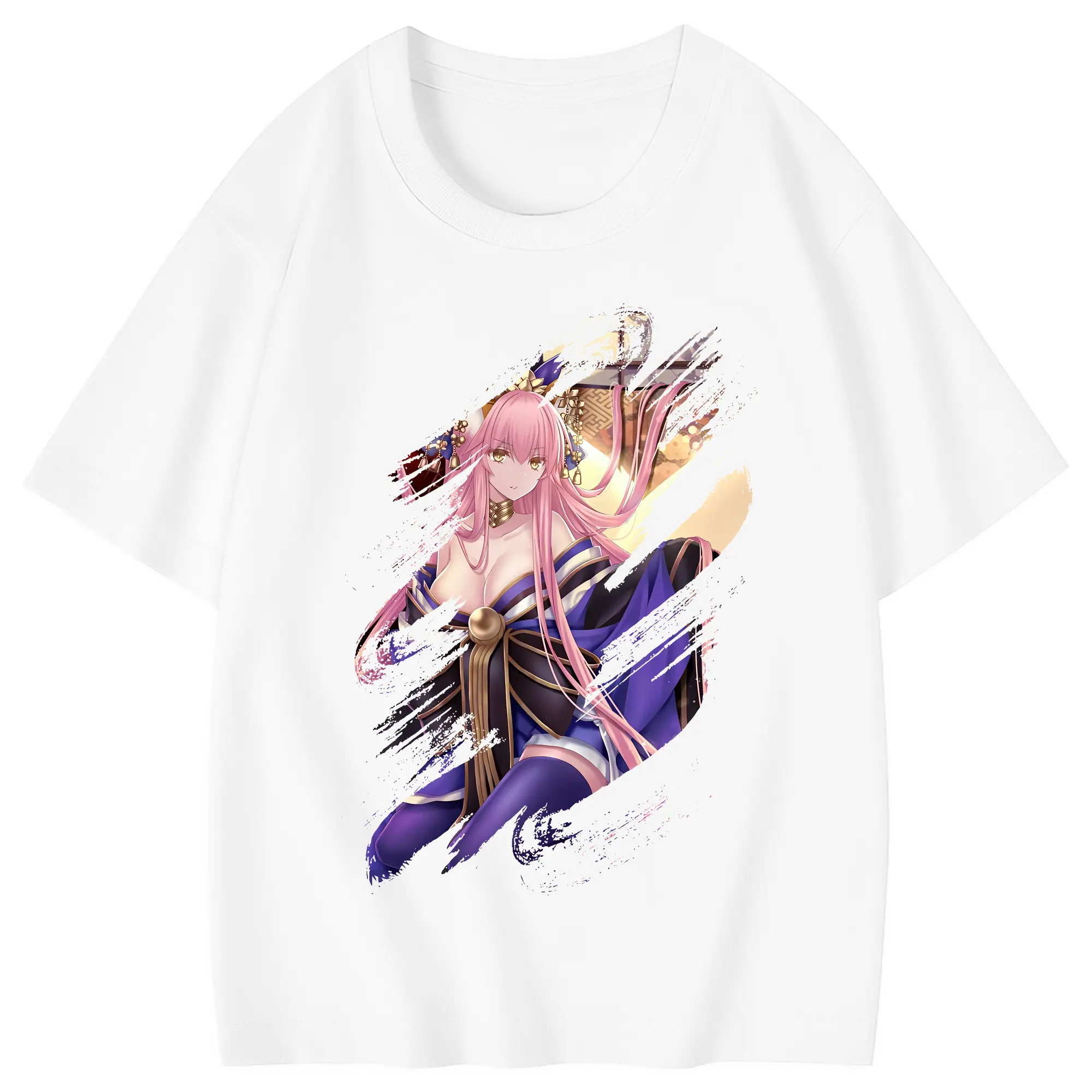 FGO グッズ,玉藻の前 - 綿100％ キッズTシャツ ・ フロントプリント ・ 快適 通気性 ・ スポーツ カジュアル 散歩用