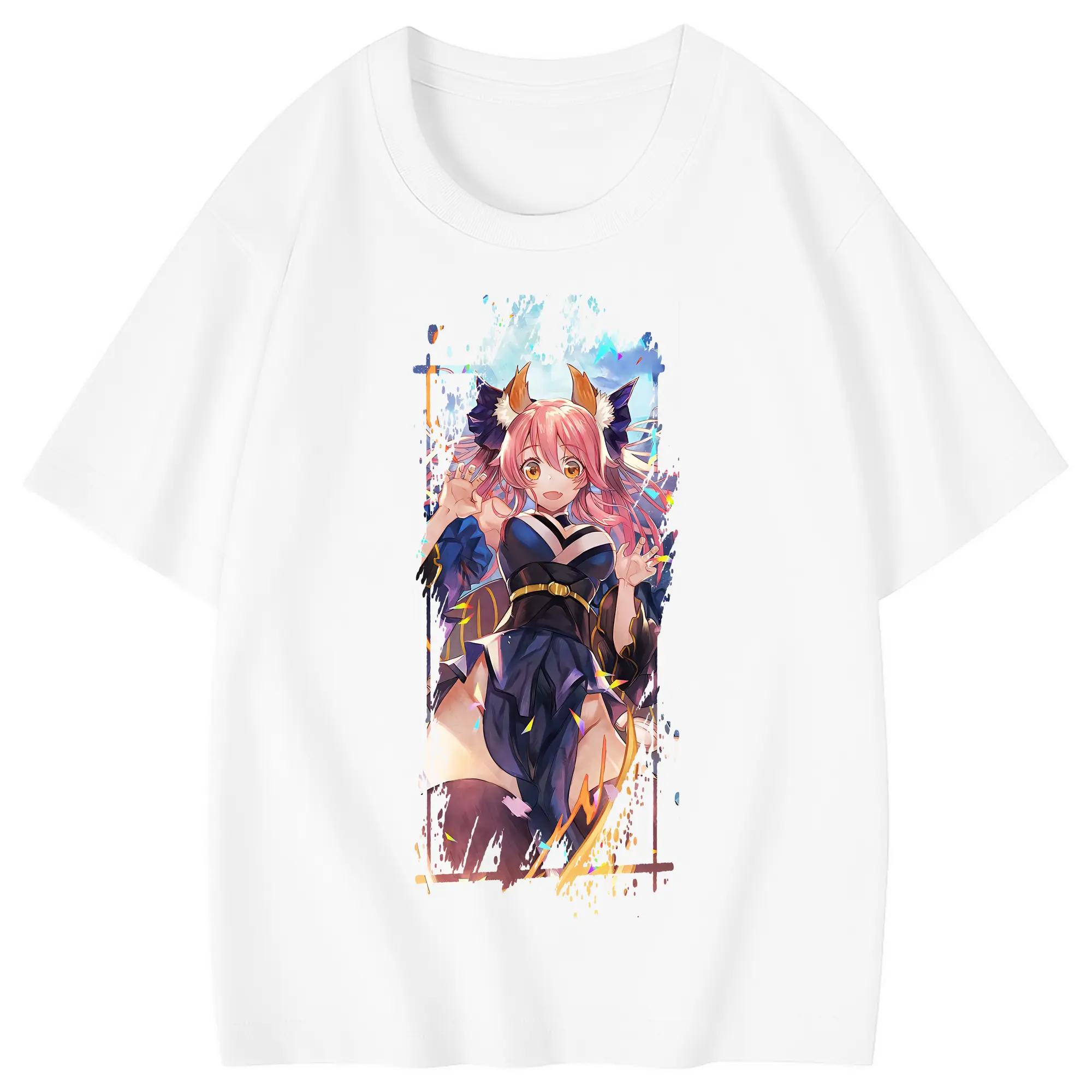 FGO グッズ,玉藻の前 - 綿100％ キッズTシャツ ・ フロントプリント ・ 快適 通気性 ・ スポーツ カジュアル 散歩用