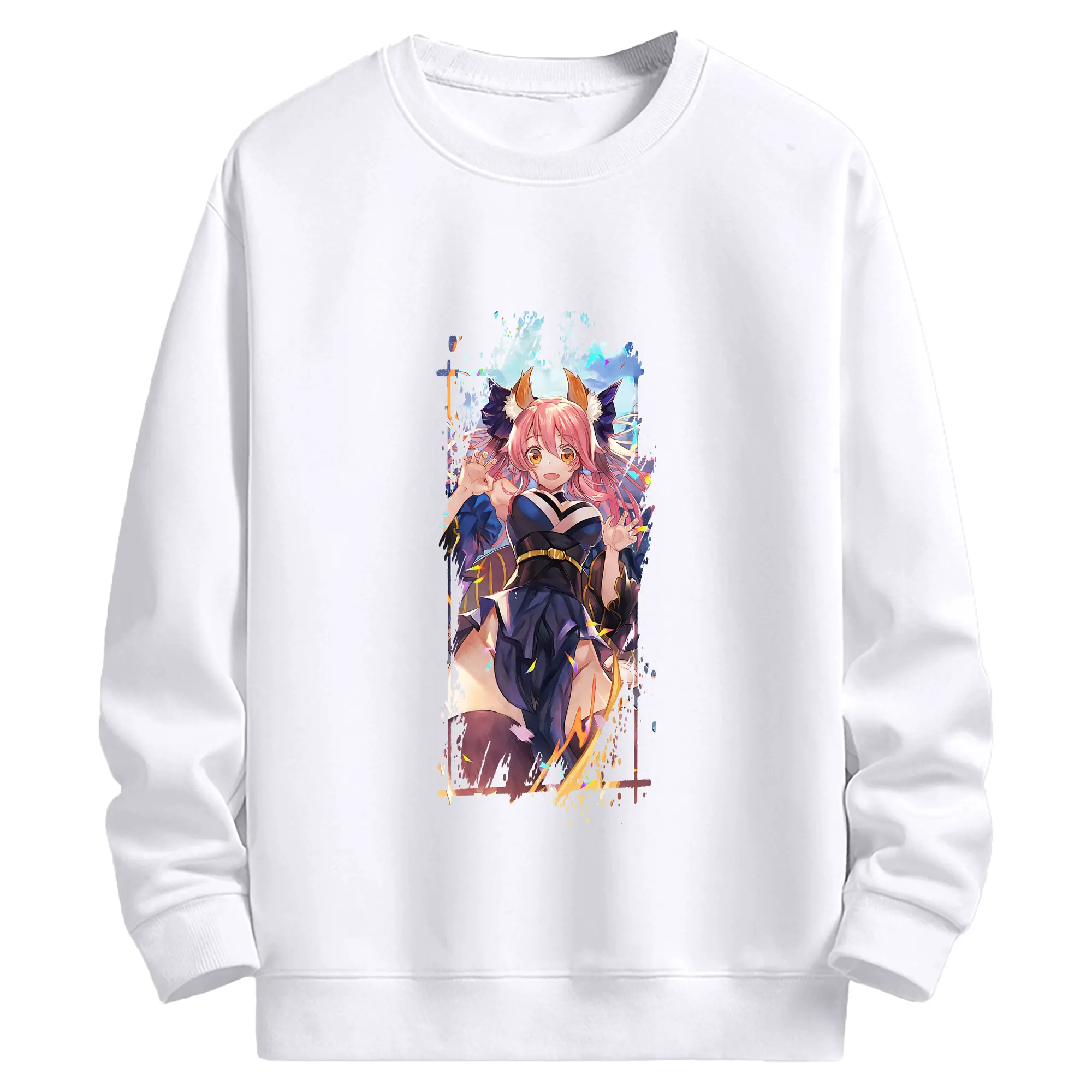 FGO グッズ,玉藻の前 - 高品質 クルーネック スウェット ・ コットン59％ ポリエステル41％ ・ ユニセックス 長袖 トレーナー ・ カジュアル デイリー スポーツ 散歩用