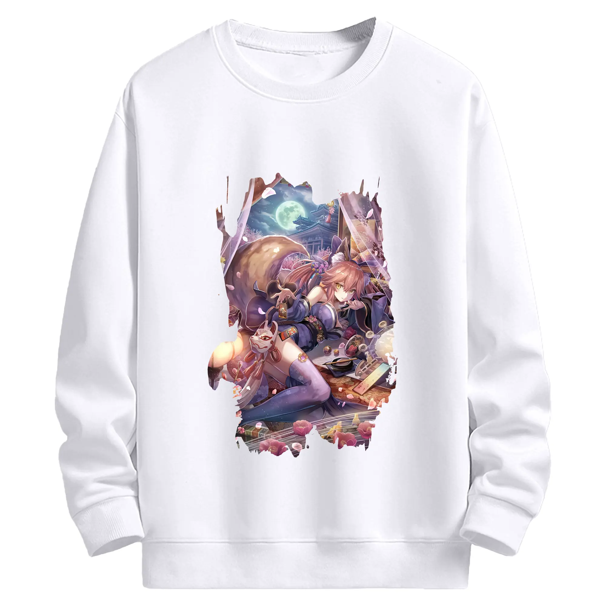 FGO グッズ,玉藻の前 - 高品質 クルーネック スウェット ・ コットン59％ ポリエステル41％ ・ ユニセックス 長袖 トレーナー ・ カジュアル デイリー スポーツ 散歩用