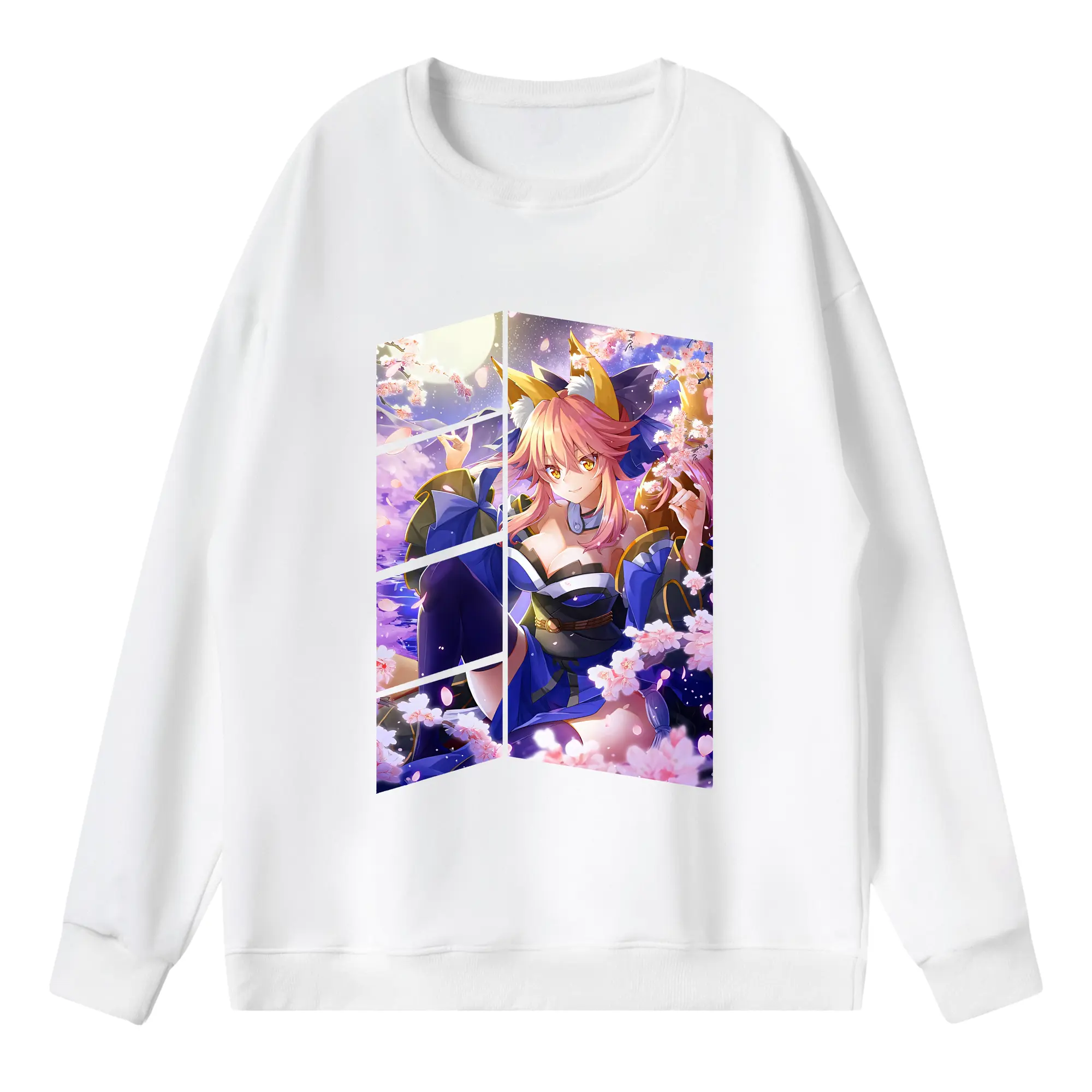 FGO グッズ,玉藻の前 - 薄手 クルーネック スウェット 裏毛260g · ポリエステル 春秋向け カジュアル 男女兼用 · トレーナー デイリー スポーツ 散歩に最適