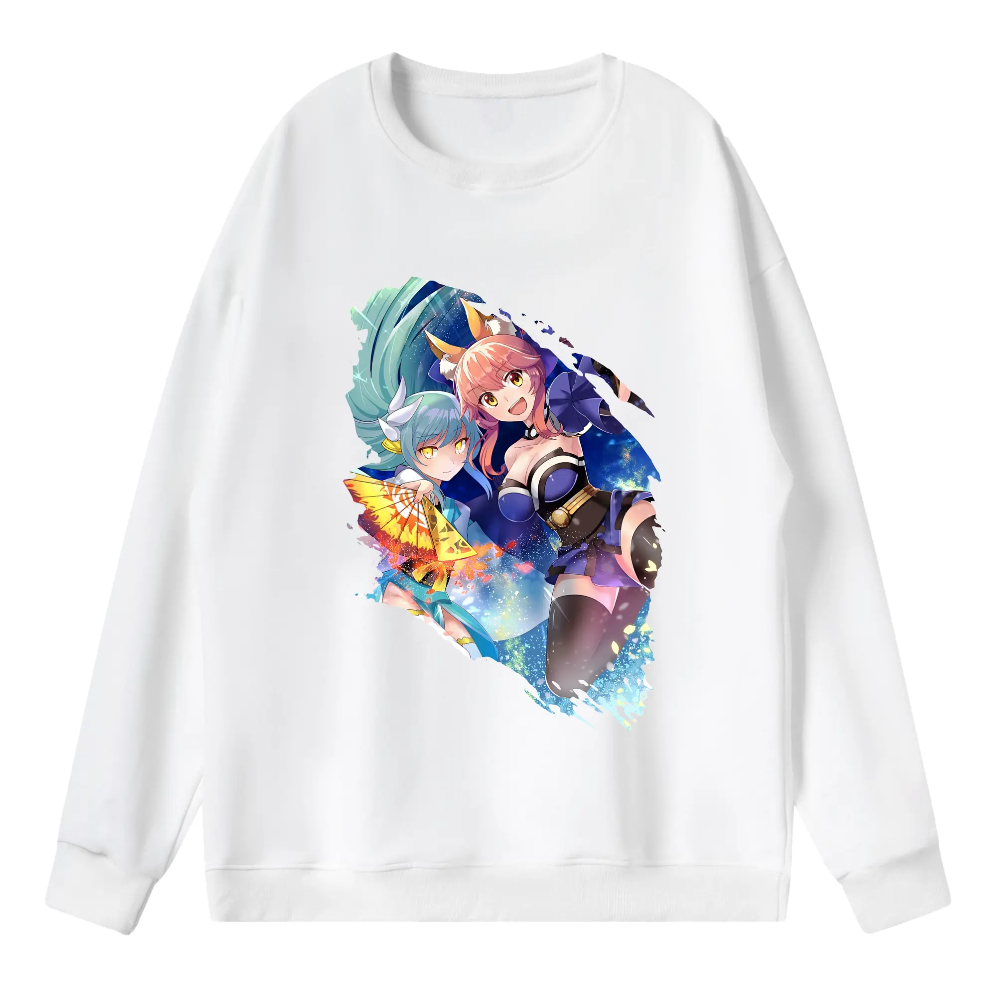 FGO グッズ,玉藻の前 - 薄手 クルーネック スウェット 裏毛260g · ポリエステル 春秋向け カジュアル 男女兼用 · トレーナー デイリー スポーツ 散歩に最適