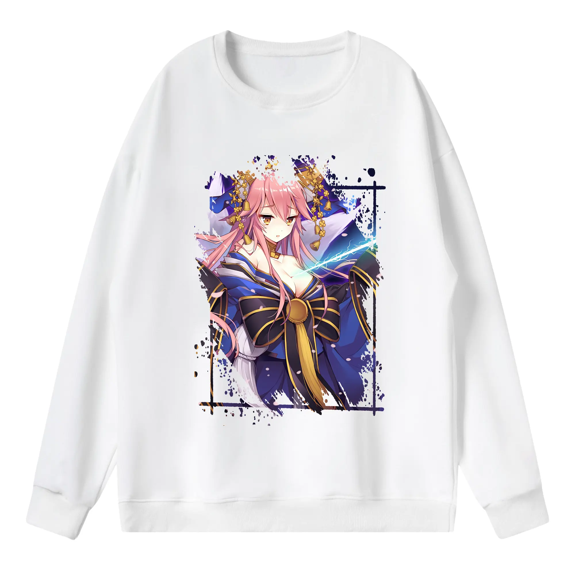 FGO グッズ,玉藻の前 - 薄手 クルーネック スウェット 裏毛260g · ポリエステル 春秋向け カジュアル 男女兼用 · トレーナー デイリー スポーツ 散歩に最適