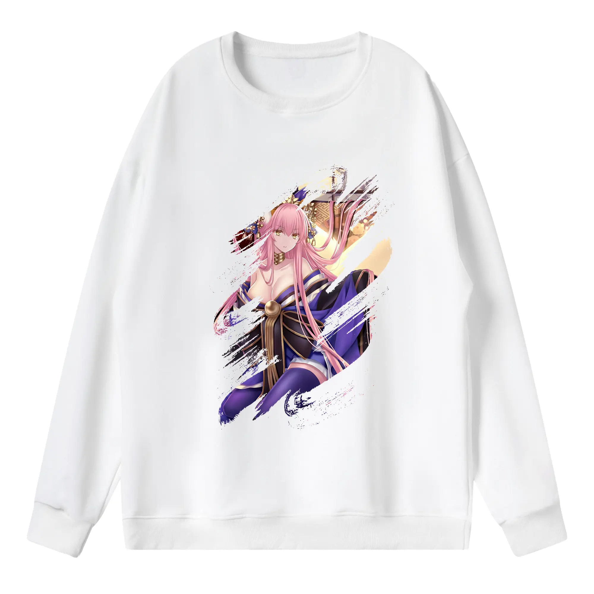 FGO グッズ,玉藻の前 - 薄手 クルーネック スウェット 裏毛260g · ポリエステル 春秋向け カジュアル 男女兼用 · トレーナー デイリー スポーツ 散歩に最適