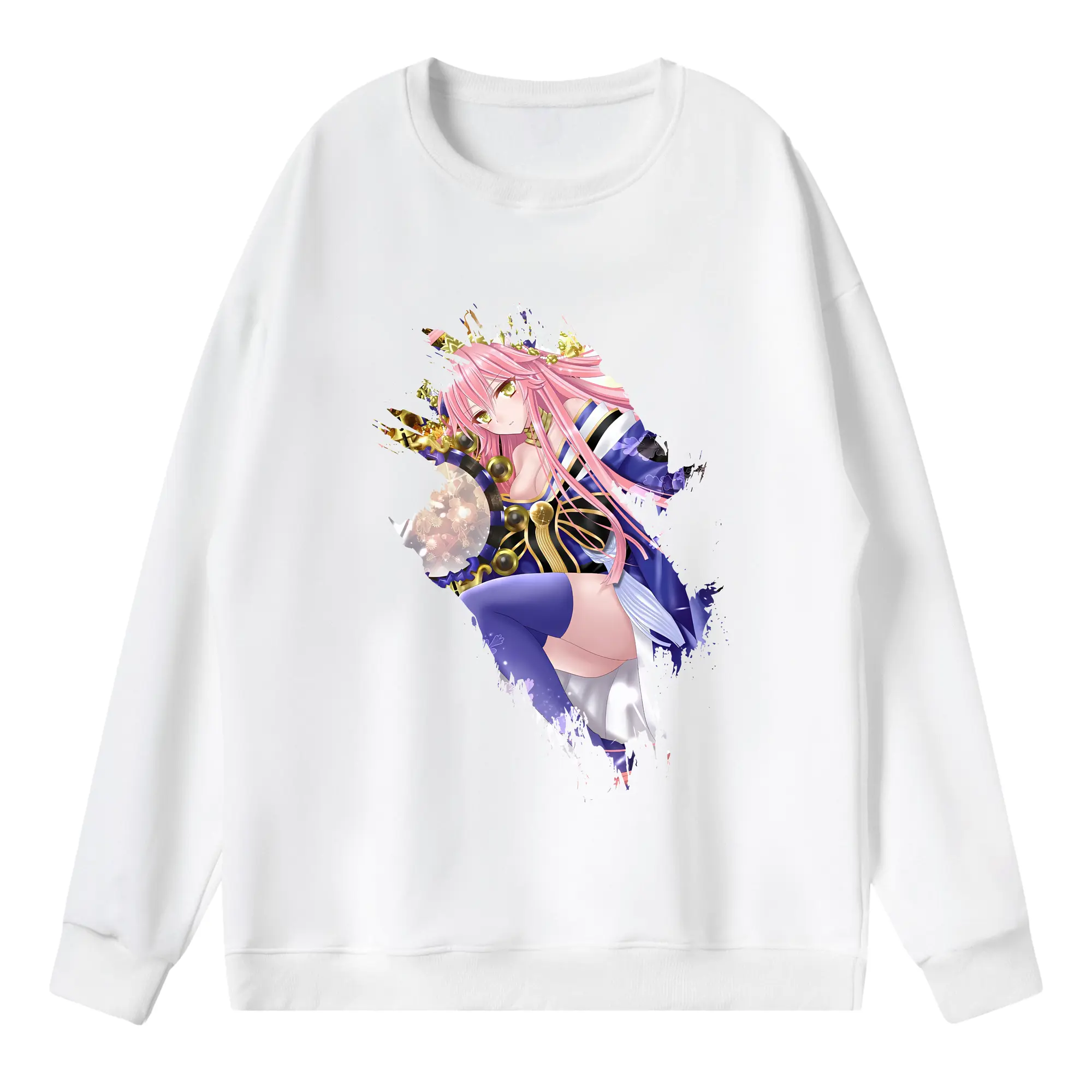 FGO グッズ,玉藻の前 - 薄手 クルーネック スウェット 裏毛260g · ポリエステル 春秋向け カジュアル 男女兼用 · トレーナー デイリー スポーツ 散歩に最適