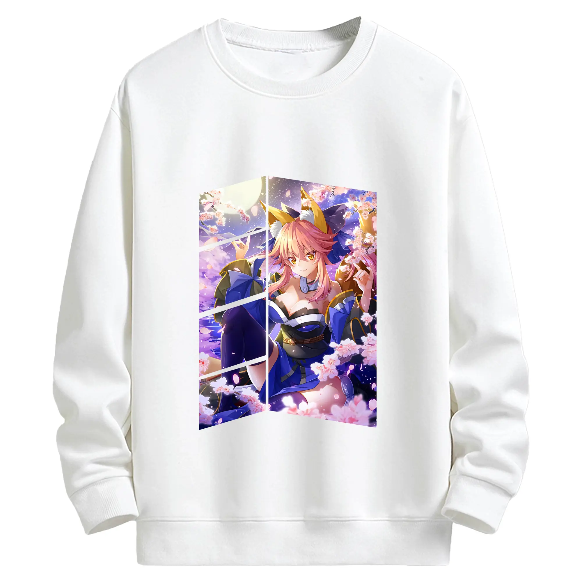 FGO グッズ,玉藻の前 - キッズ クルーネックスウェットシャツ ・ フロントプリント ・ 綿80％ ポリエステル20％ ・ 快適 通学 スポーツ 日常使い お散歩用