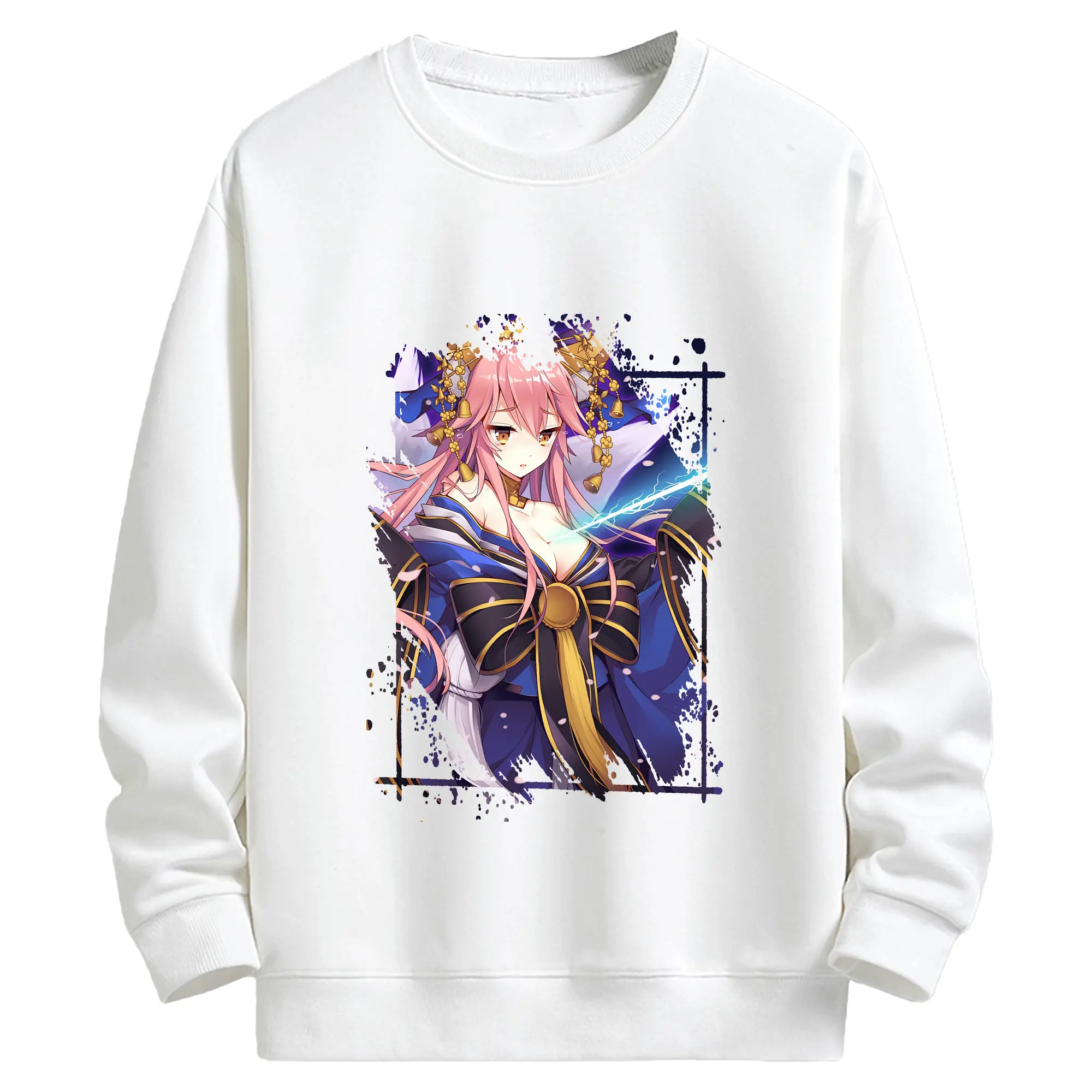 FGO グッズ,玉藻の前 - キッズ クルーネックスウェットシャツ ・ フロントプリント ・ 綿80％ ポリエステル20％ ・ 快適 通学 スポーツ 日常使い お散歩用