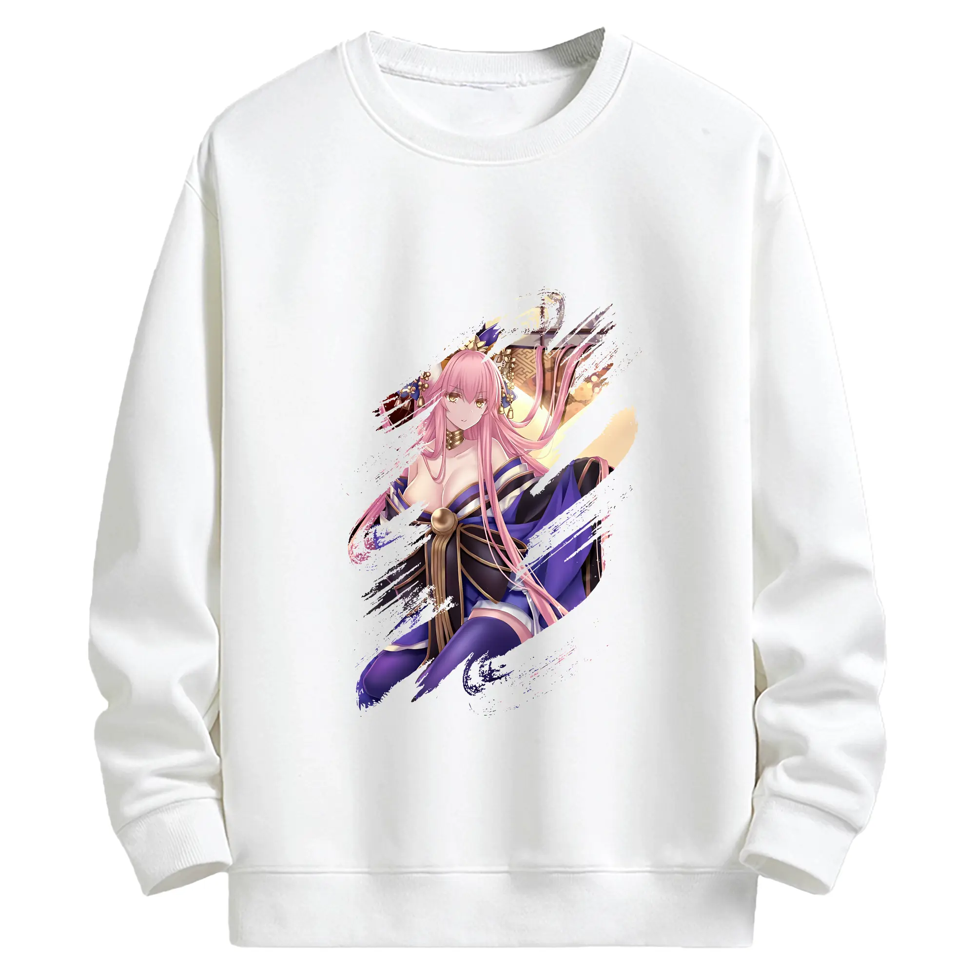 FGO グッズ,玉藻の前 - キッズ クルーネックスウェットシャツ ・ フロントプリント ・ 綿80％ ポリエステル20％ ・ 快適 通学 スポーツ 日常使い お散歩用