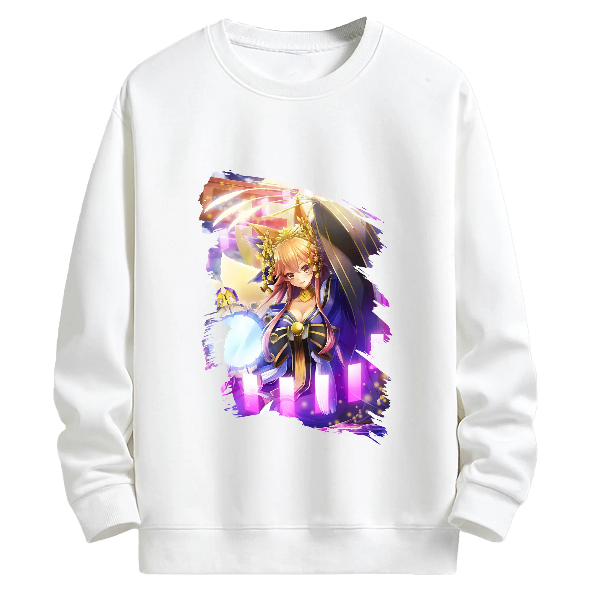 FGO グッズ,玉藻の前 - キッズ クルーネックスウェットシャツ ・ フロントプリント ・ 綿80％ ポリエステル20％ ・ 快適 通学 スポーツ 日常使い お散歩用