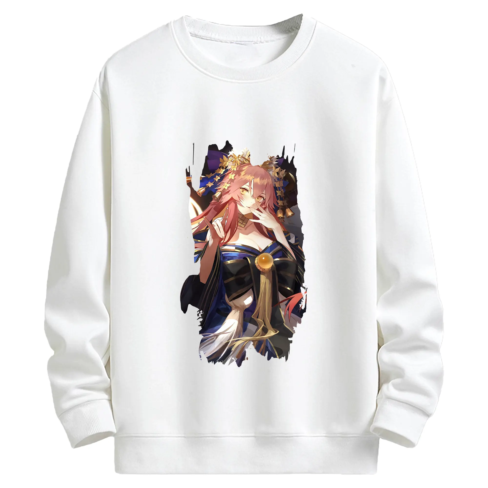 FGO グッズ,玉藻の前 - キッズ クルーネックスウェットシャツ ・ フロントプリント ・ 綿80％ ポリエステル20％ ・ 快適 通学 スポーツ 日常使い お散歩用