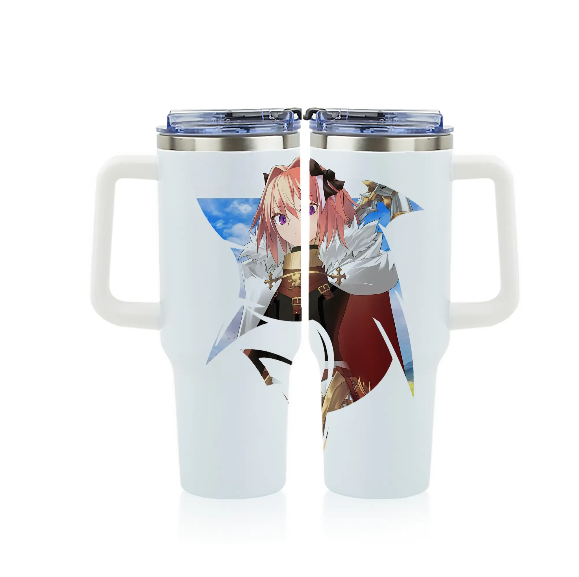 FGO グッズ,アストルフォ - 1200mL フルプリント車用タンブラー ・ 304ステンレス 内側 ・ 201ステンレス 外側 ・ 保温 保冷 ・ 通勤 ドライブ アウトドア用