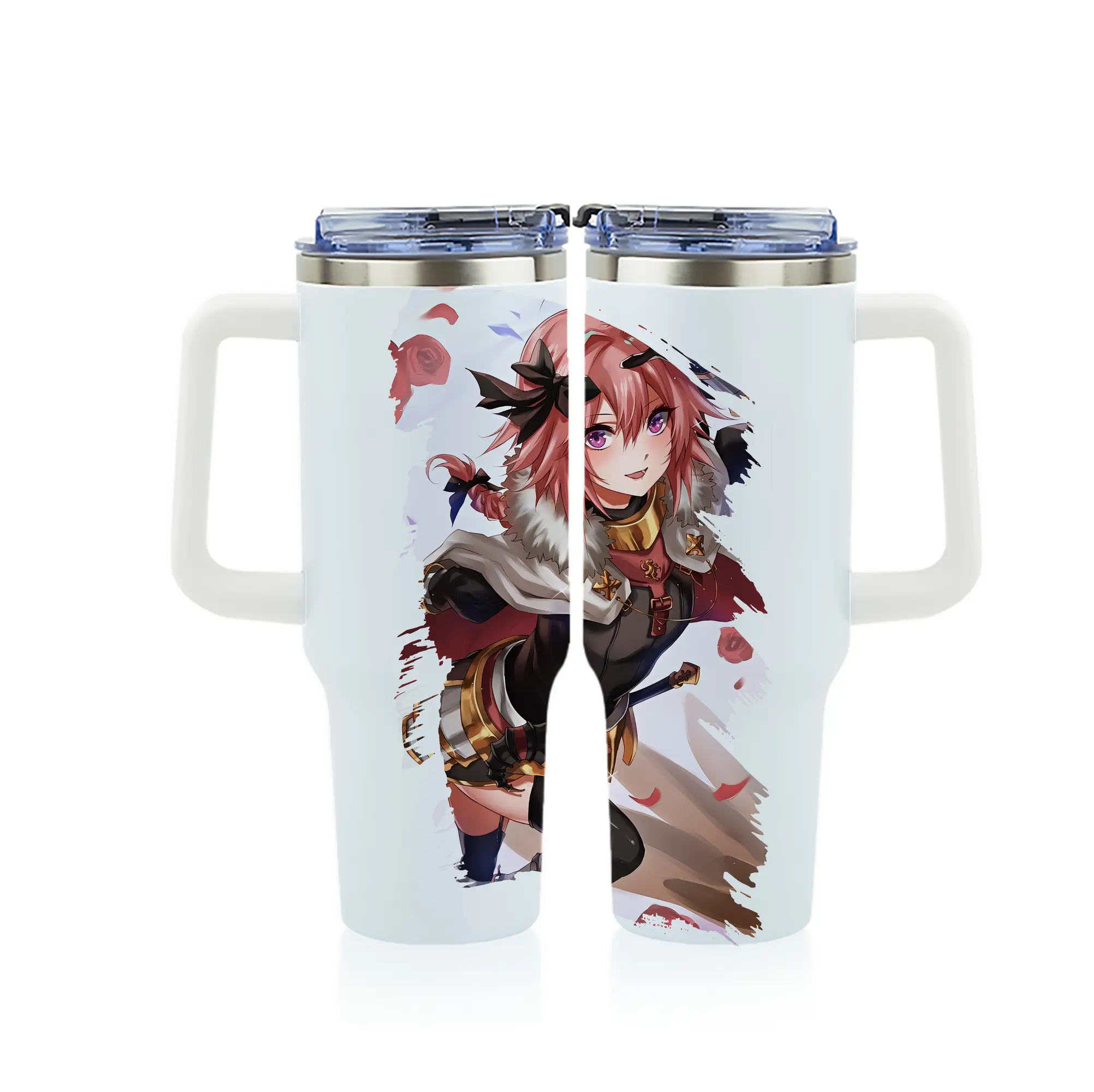 FGO グッズ,アストルフォ - 1200mL フルプリント車用タンブラー ・ 304ステンレス 内側 ・ 201ステンレス 外側 ・ 保温 保冷 ・ 通勤 ドライブ アウトドア用