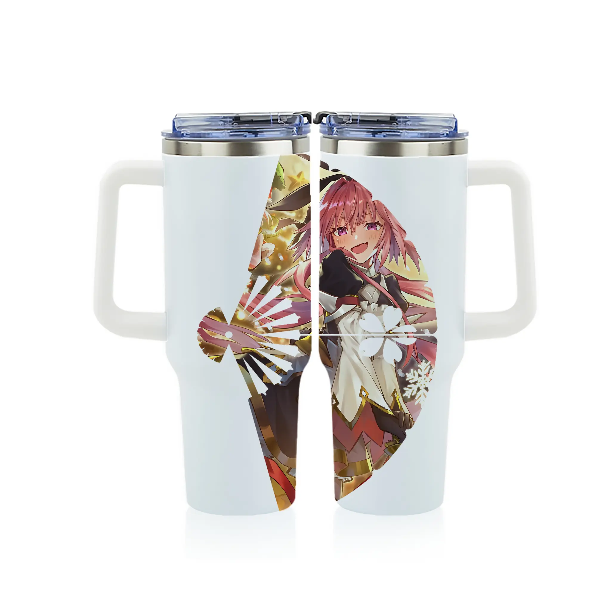 FGO グッズ,アストルフォ - 1200mL フルプリント車用タンブラー ・ 304ステンレス 内側 ・ 201ステンレス 外側 ・ 保温 保冷 ・ 通勤 ドライブ アウトドア用