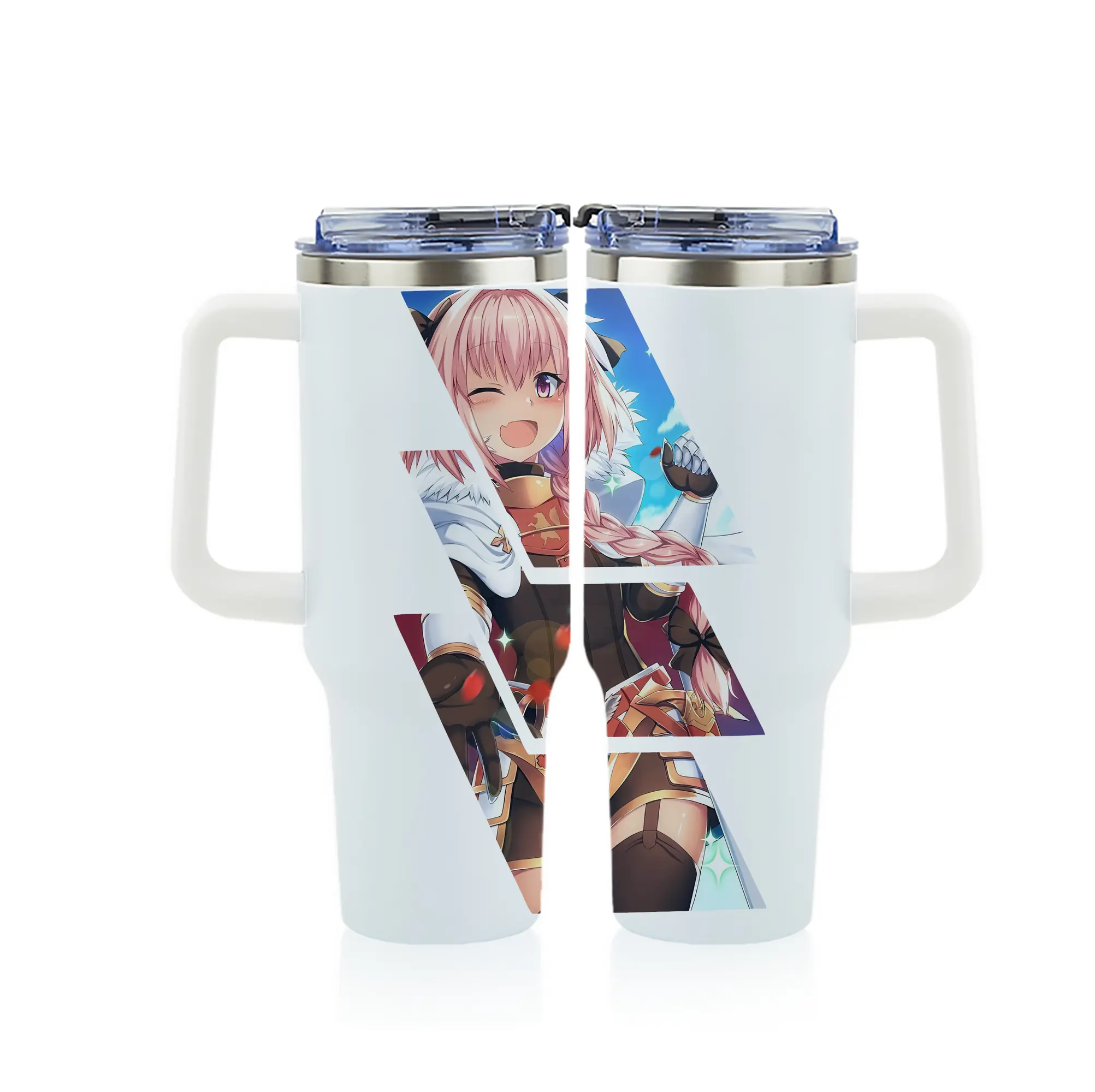 FGO グッズ,アストルフォ - 1200mL フルプリント車用タンブラー ・ 304ステンレス 内側 ・ 201ステンレス 外側 ・ 保温 保冷 ・ 通勤 ドライブ アウトドア用