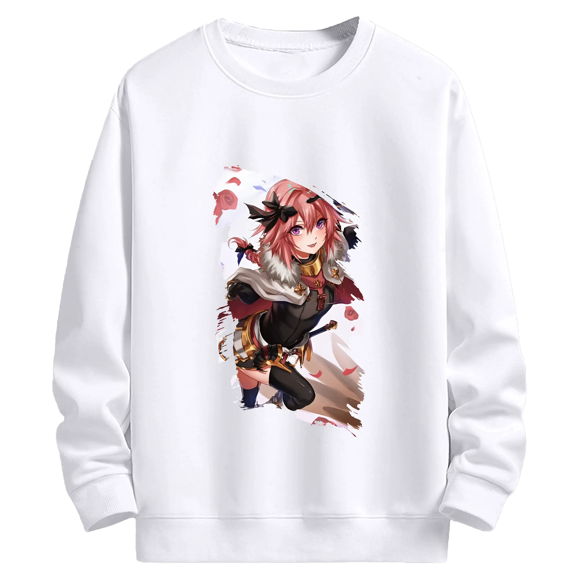 FGO グッズ,アストルフォ - 高品質 クルーネック スウェット ・ コットン59％ ポリエステル41％ ・ ユニセックス 長袖 トレーナー ・ カジュアル デイリー スポーツ 散歩用