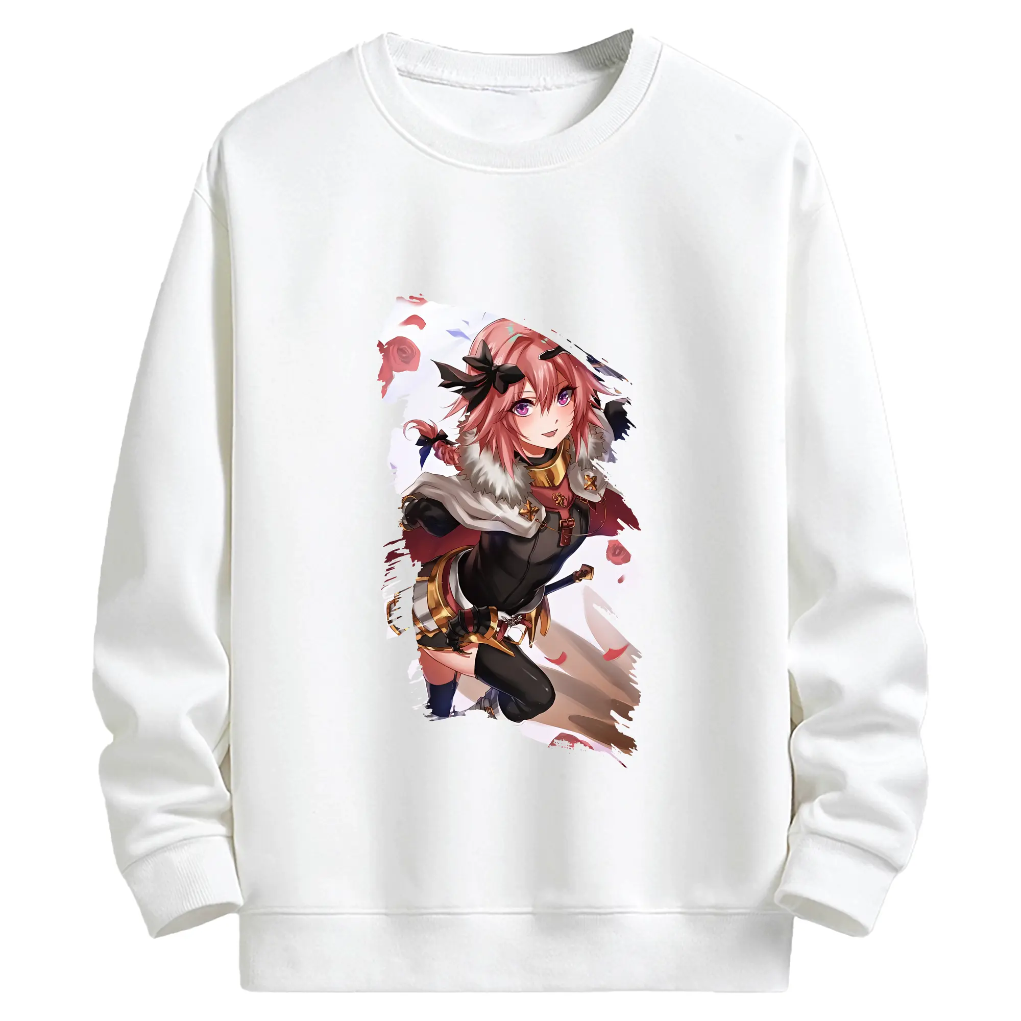 FGO グッズ,アストルフォ - キッズ クルーネックスウェットシャツ ・ フロントプリント ・ 綿80％ ポリエステル20％ ・ 快適 通学 スポーツ 日常使い お散歩用