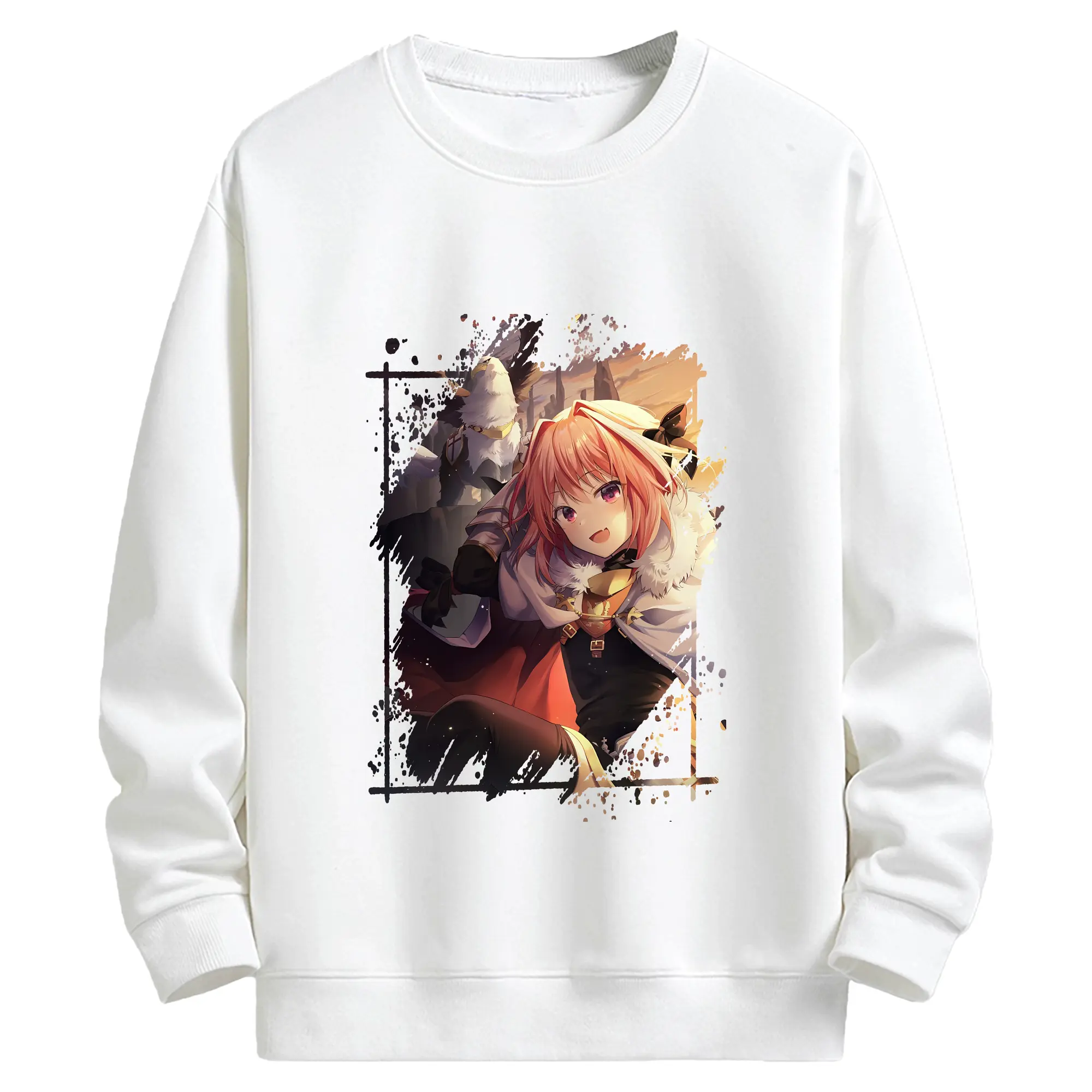 FGO グッズ,アストルフォ - キッズ クルーネックスウェットシャツ ・ フロントプリント ・ 綿80％ ポリエステル20％ ・ 快適 通学 スポーツ 日常使い お散歩用