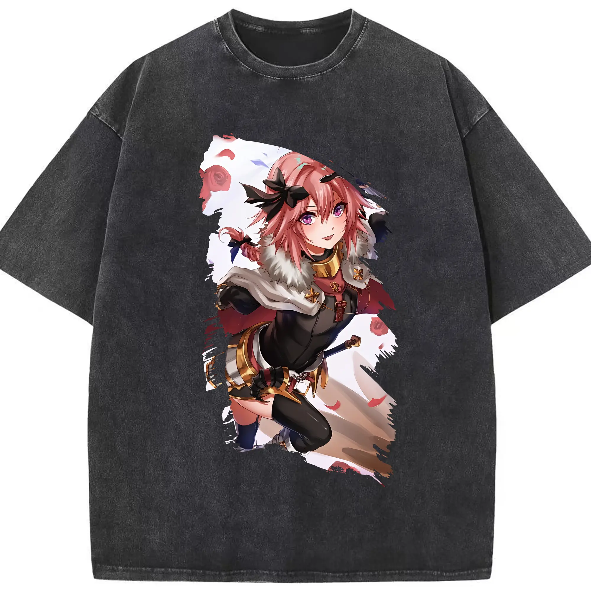 FGO グッズ,アストルフォ - 綿100％ ヴィンテージ風 半袖Tシャツ ・ フロントプリント ・ 柔らか肌触り ・ 通気性 快適 ・ スポーツ カジュアル 外出用