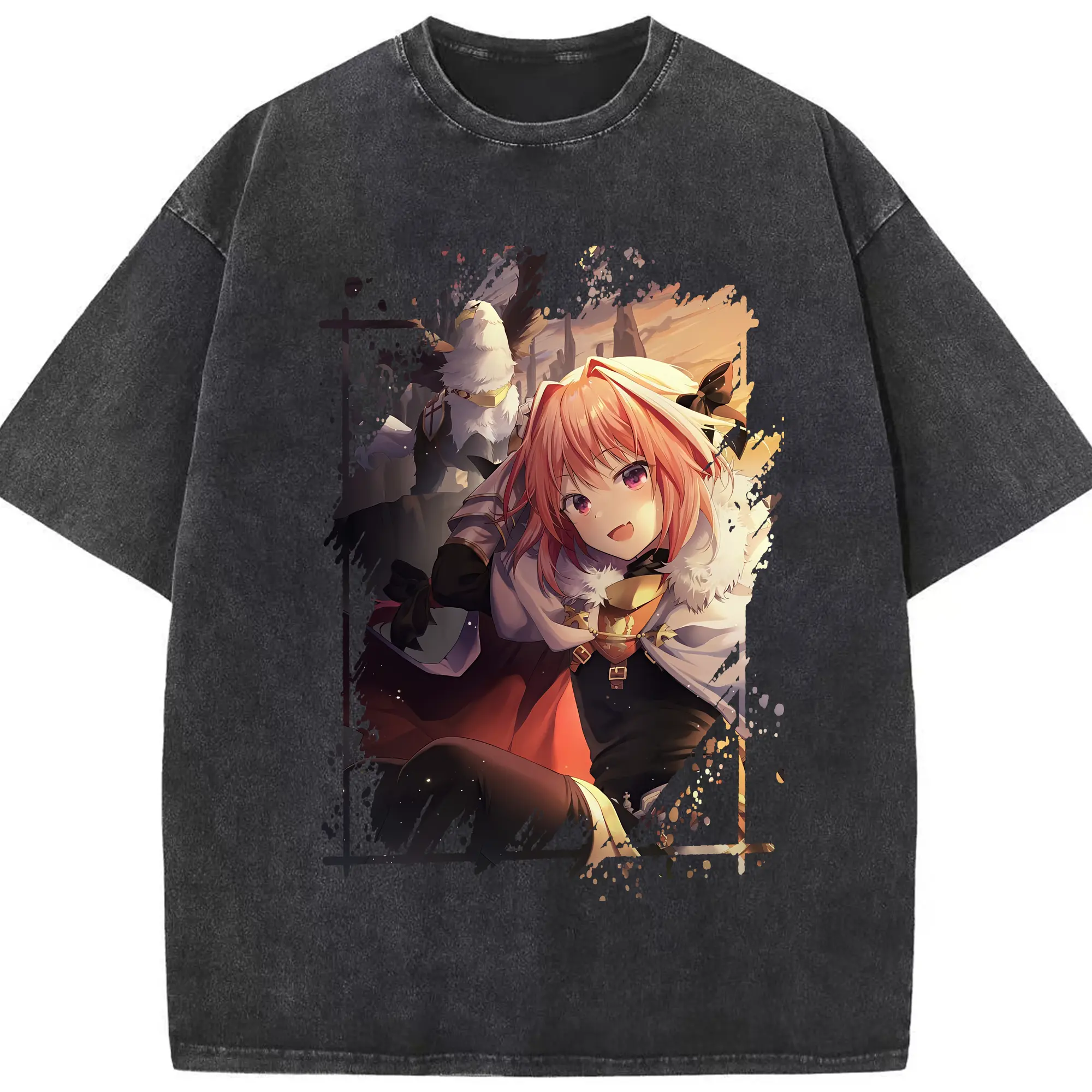 FGO グッズ,アストルフォ - 綿100％ ヴィンテージ風 半袖Tシャツ ・ フロントプリント ・ 柔らか肌触り ・ 通気性 快適 ・ スポーツ カジュアル 外出用