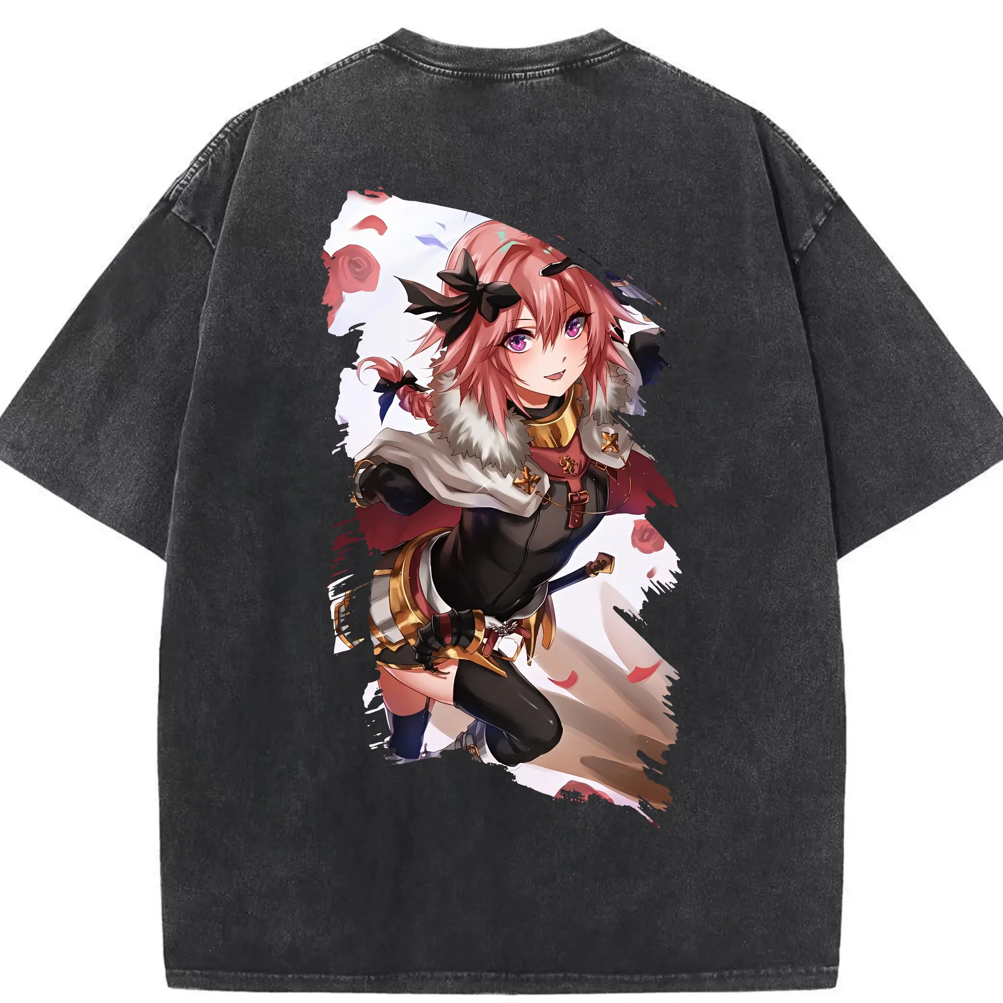 FGO グッズ,アストルフォ - 綿100％ ヴィンテージ風 半袖Tシャツ ・ 背面プリント ・ 柔らか肌触り ・ 通気性 快適 ・ スポーツ カジュアル 外出用