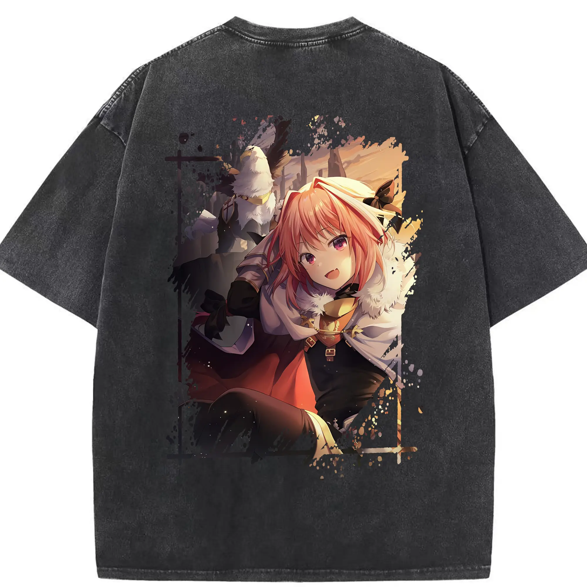 FGO グッズ,アストルフォ - 綿100％ ヴィンテージ風 半袖Tシャツ ・ 背面プリント ・ 柔らか肌触り ・ 通気性 快適 ・ スポーツ カジュアル 外出用