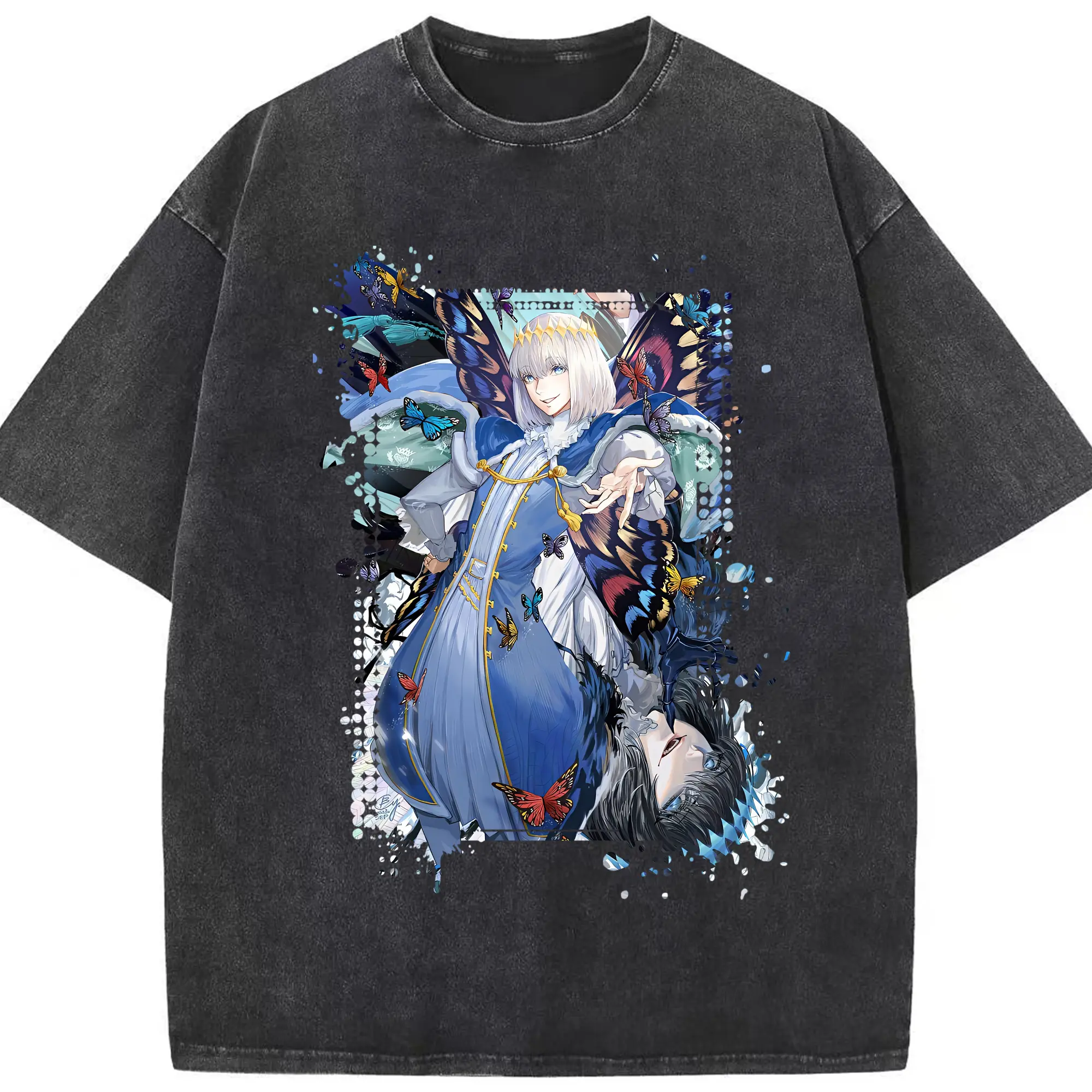 FGO グッズ,オベロン - 綿100％ ヴィンテージ風 半袖Tシャツ ・ フロントプリント ・ 柔らか肌触り ・ 通気性 快適 ・ スポーツ カジュアル 外出用