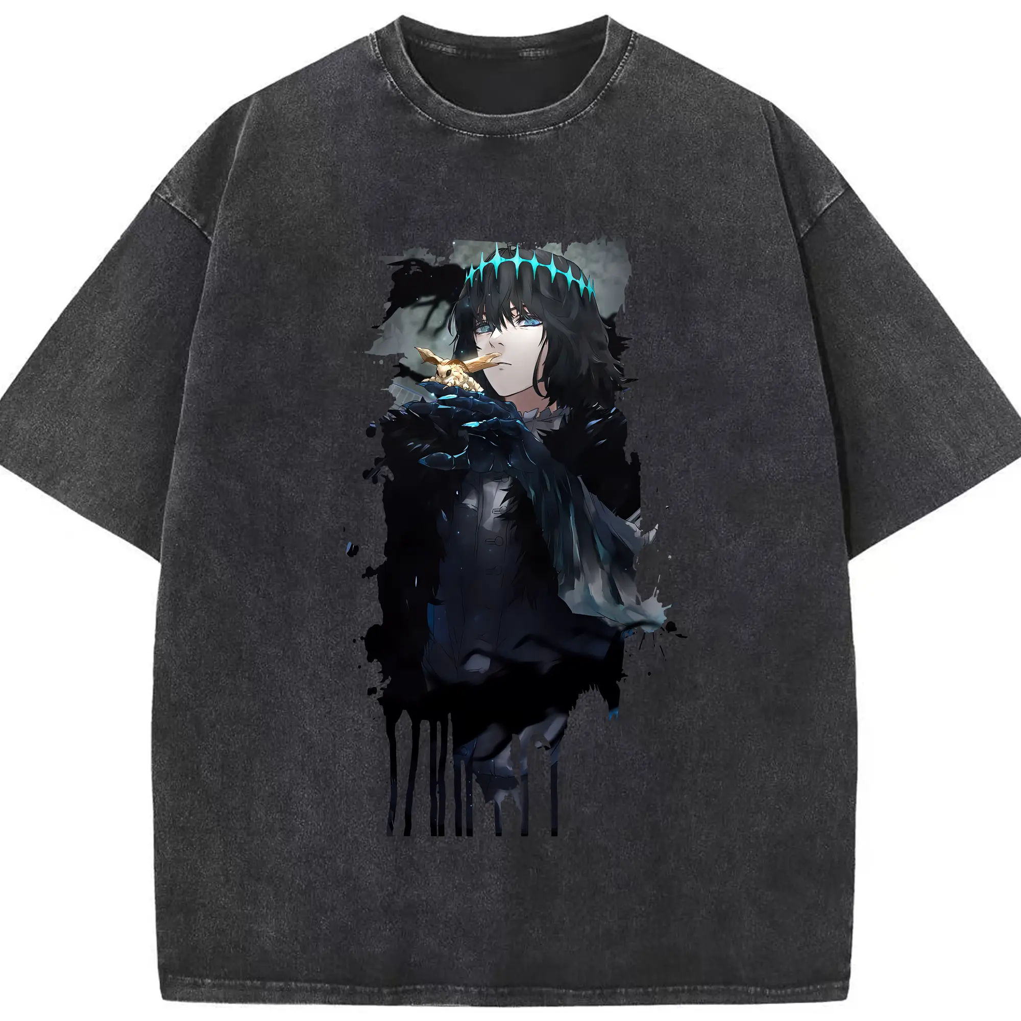 FGO グッズ,オベロン - 綿100％ ヴィンテージ風 半袖Tシャツ ・ フロントプリント ・ 柔らか肌触り ・ 通気性 快適 ・ スポーツ カジュアル 外出用