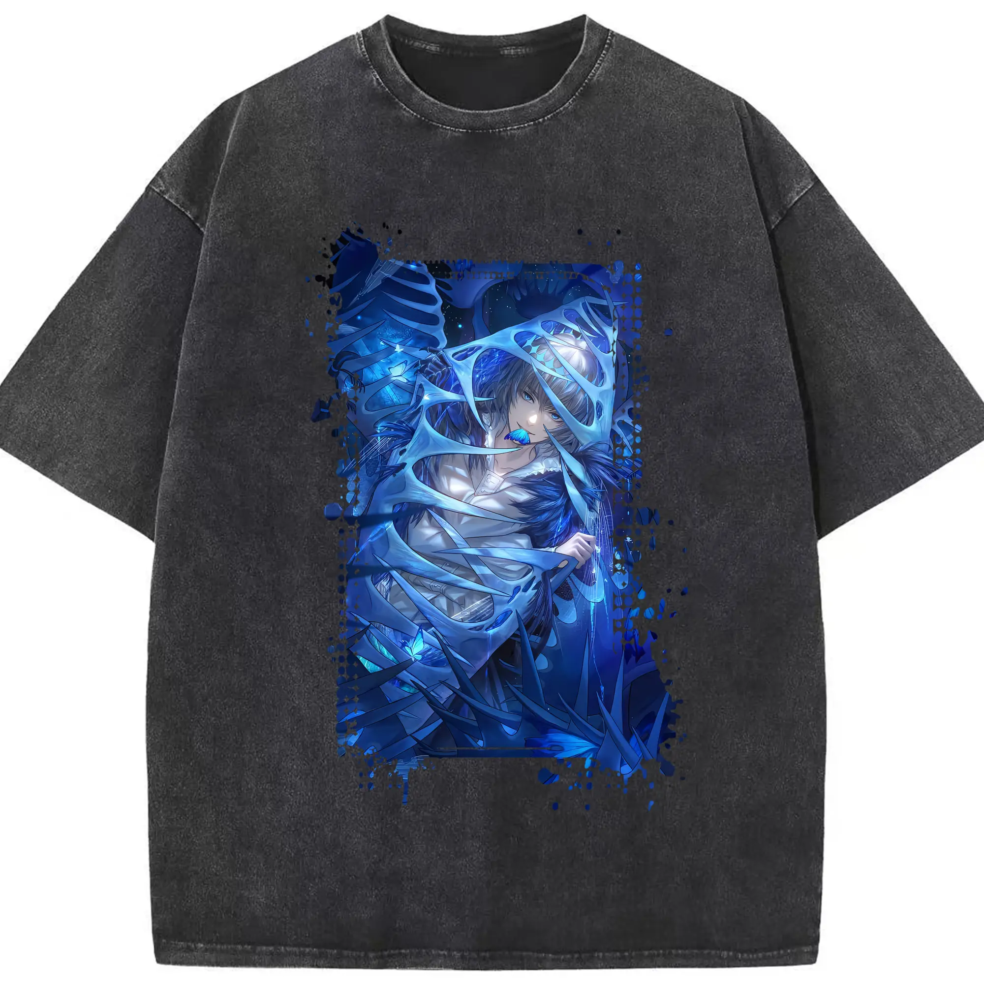 FGO グッズ,オベロン - 綿100％ ヴィンテージ風 半袖Tシャツ ・ フロントプリント ・ 柔らか肌触り ・ 通気性 快適 ・ スポーツ カジュアル 外出用