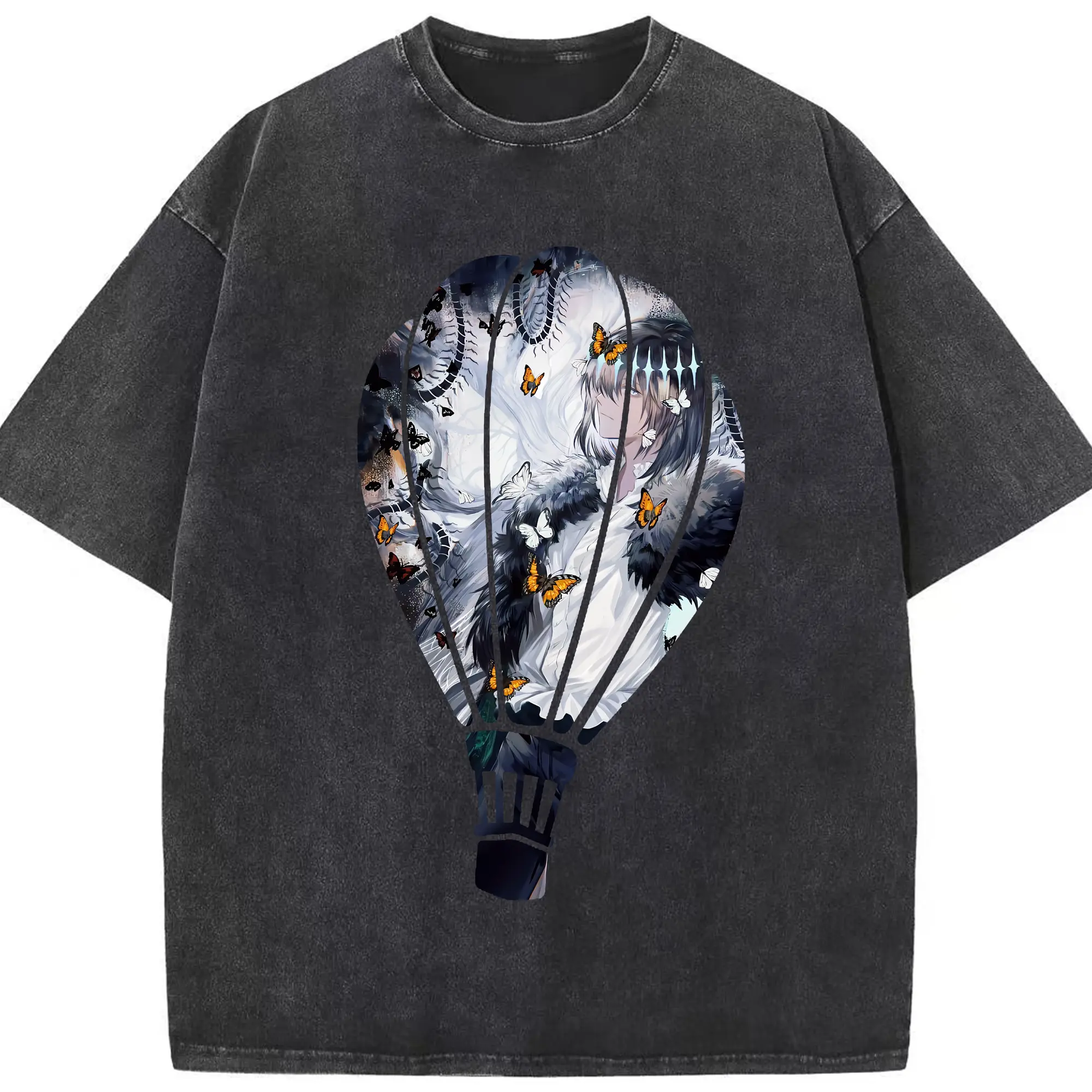 FGO グッズ,オベロン - 綿100％ ヴィンテージ風 半袖Tシャツ ・ フロントプリント ・ 柔らか肌触り ・ 通気性 快適 ・ スポーツ カジュアル 外出用