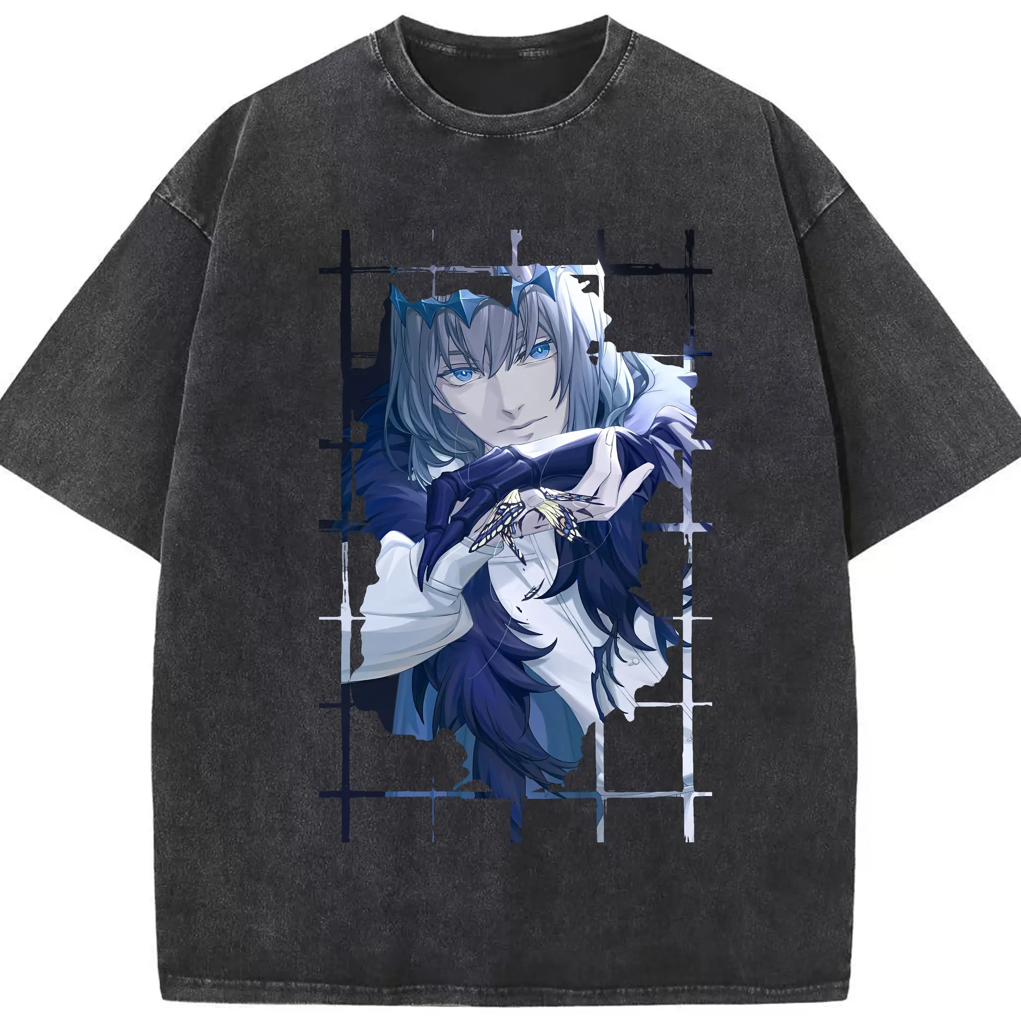 FGO グッズ,オベロン - 綿100％ ヴィンテージ風 半袖Tシャツ ・ フロントプリント ・ 柔らか肌触り ・ 通気性 快適 ・ スポーツ カジュアル 外出用